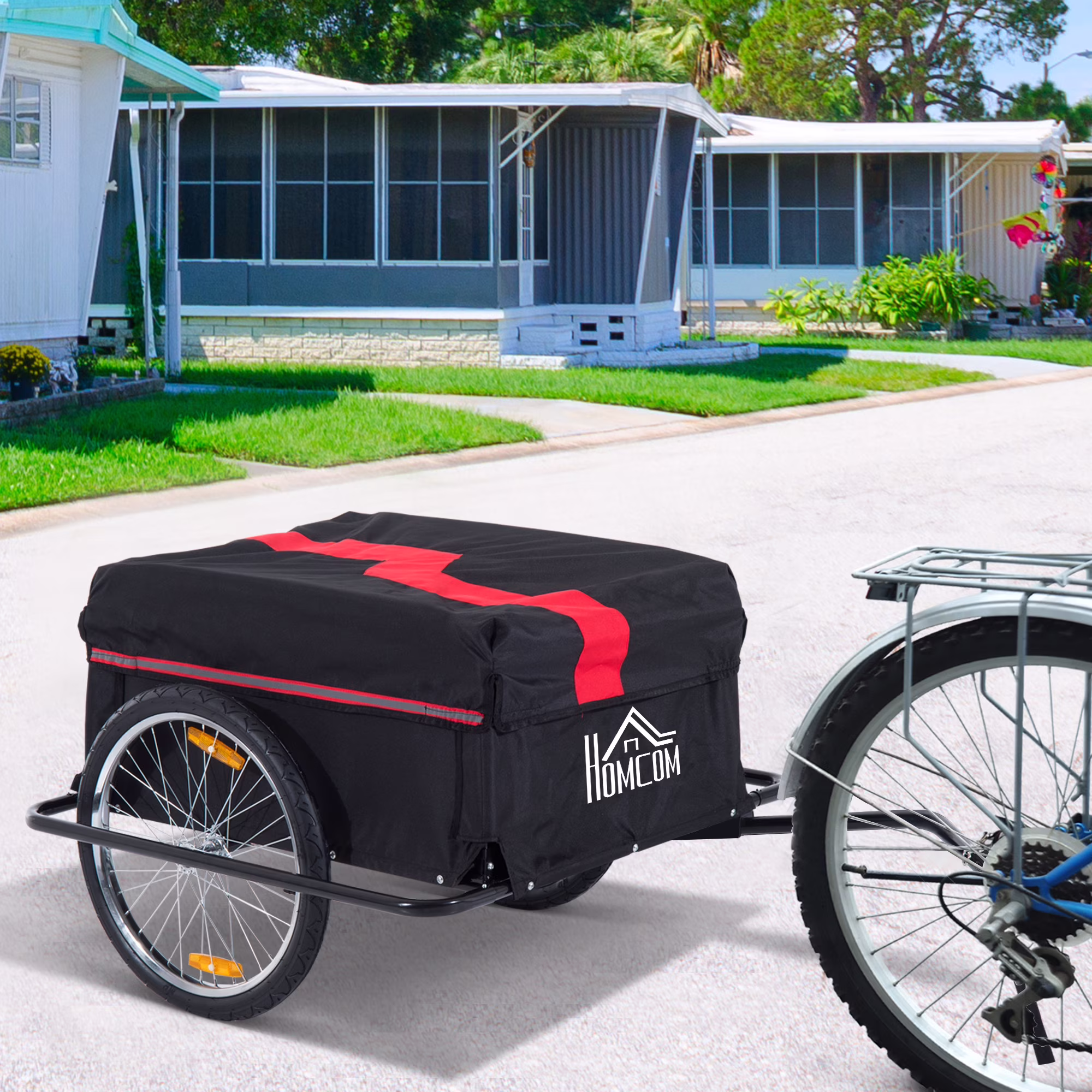 Aosom Bicycle Cargo Trailer, Two-Wheel Bike Luggage Wagon Bicycle Trailer with Removable Cover, Yellow