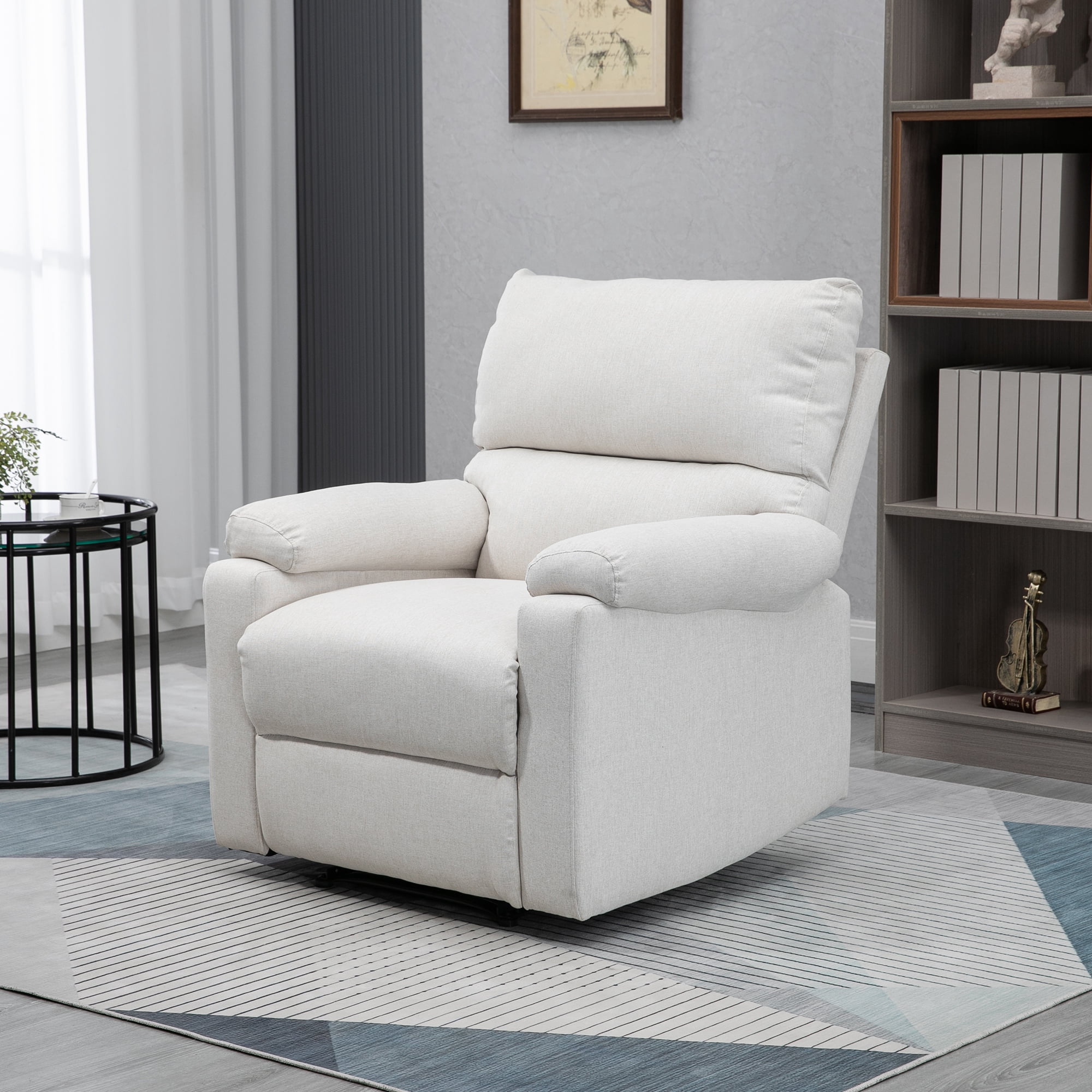 HOMCOM Recliner Sofa Manual Reclining Chair with Footrest for Living Room