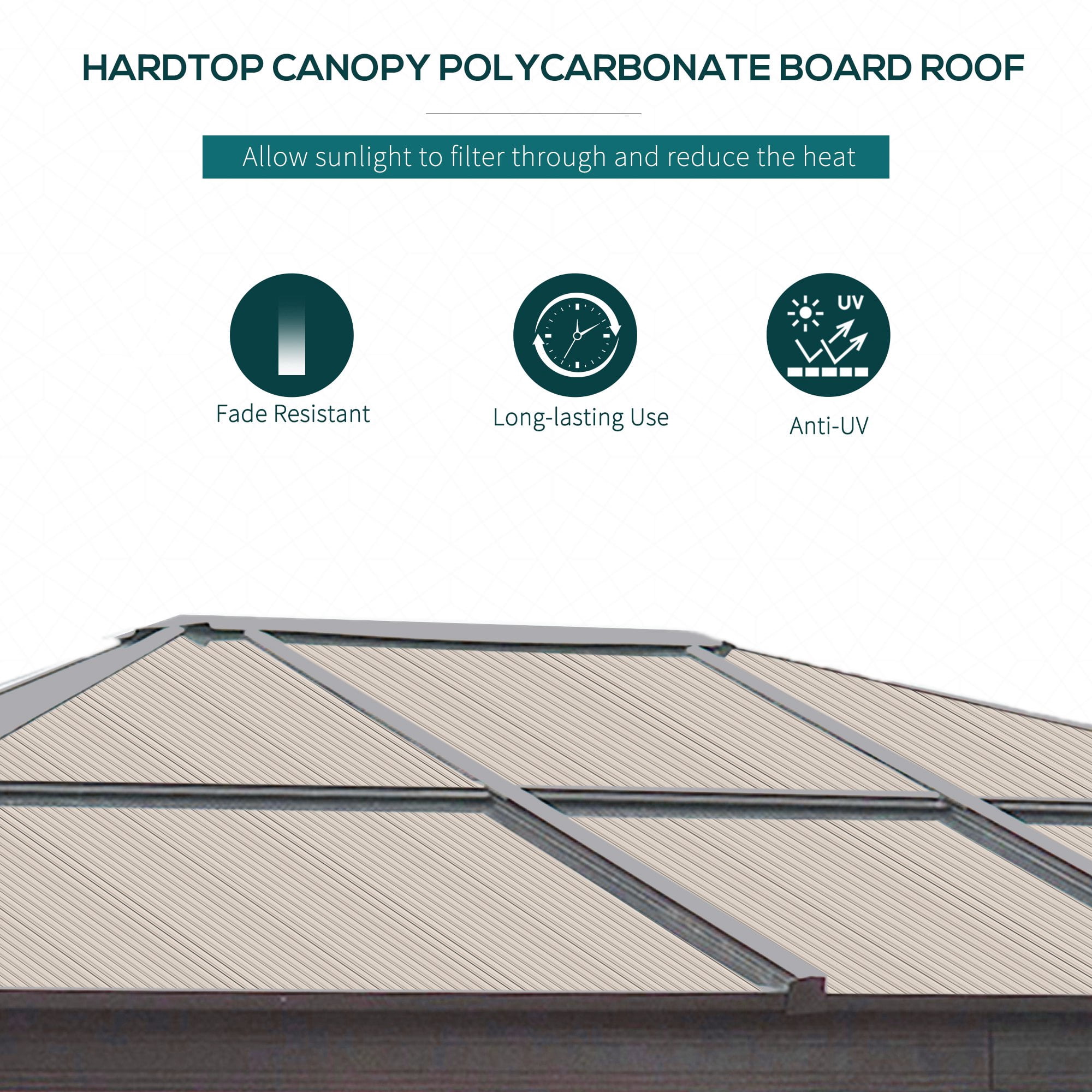 Outsunny 10' x 12' Hardtop Gazebo, Outdoor Gazebo Canopy Sun Shelter Waterproof with Aluminum Frame, Polycarbonate Panels Rooftop, Sidewalls, and Mosquito Netting
