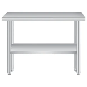 Heavy Duty Stainless Steel Outdoor Kitchen Storage Table –Commercial Prep Work Table with Adjustable Undershelf, Backsplash, Rounded Corners, Rust Resistant, NSF Certified