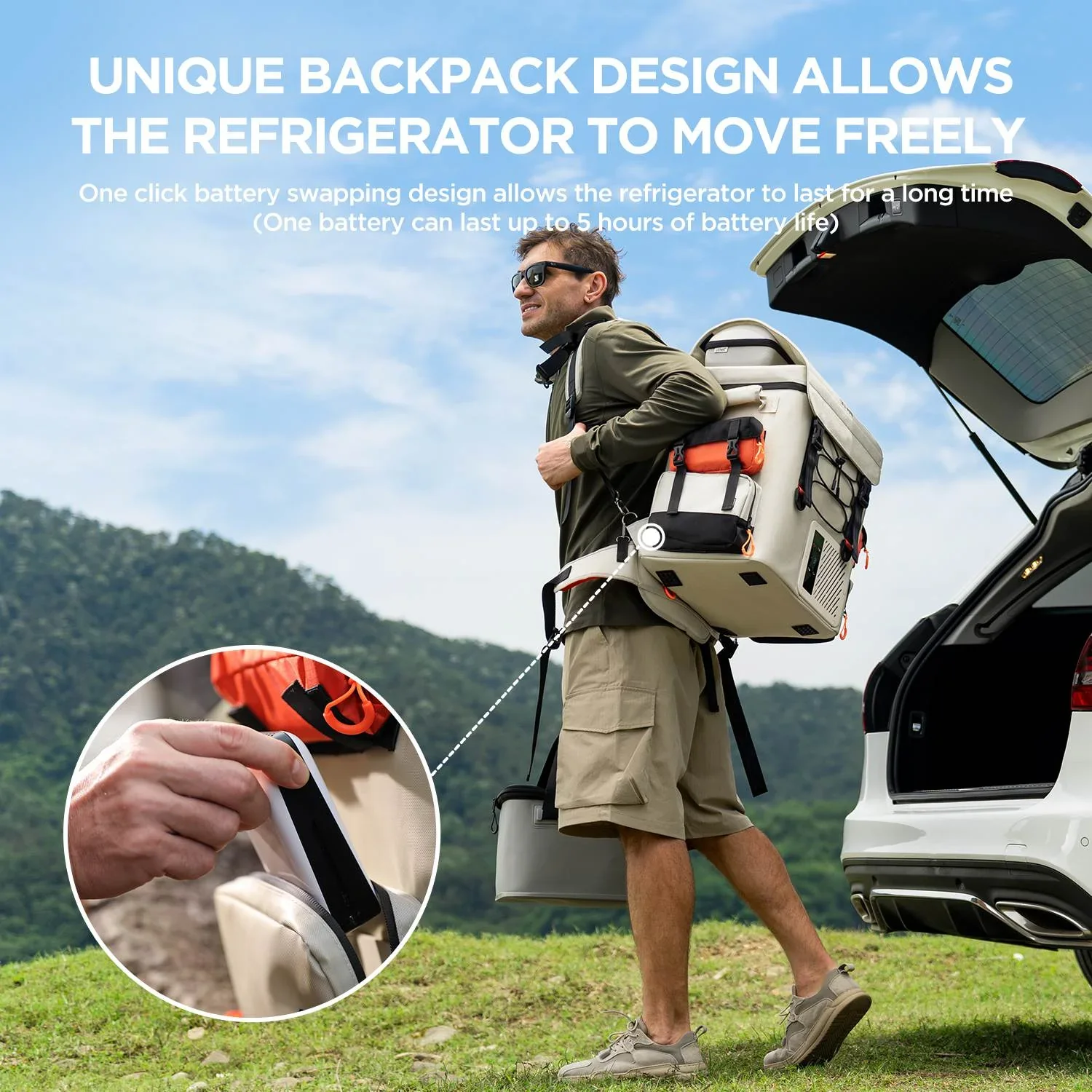 Litheli 16L Backpack Refrigerator, 55W Portable Electric Fridge Freezer Compressor Cooler for Fast Cooling Down to -4-F with Ergonomic Backpack Design for Camping Car RV Home