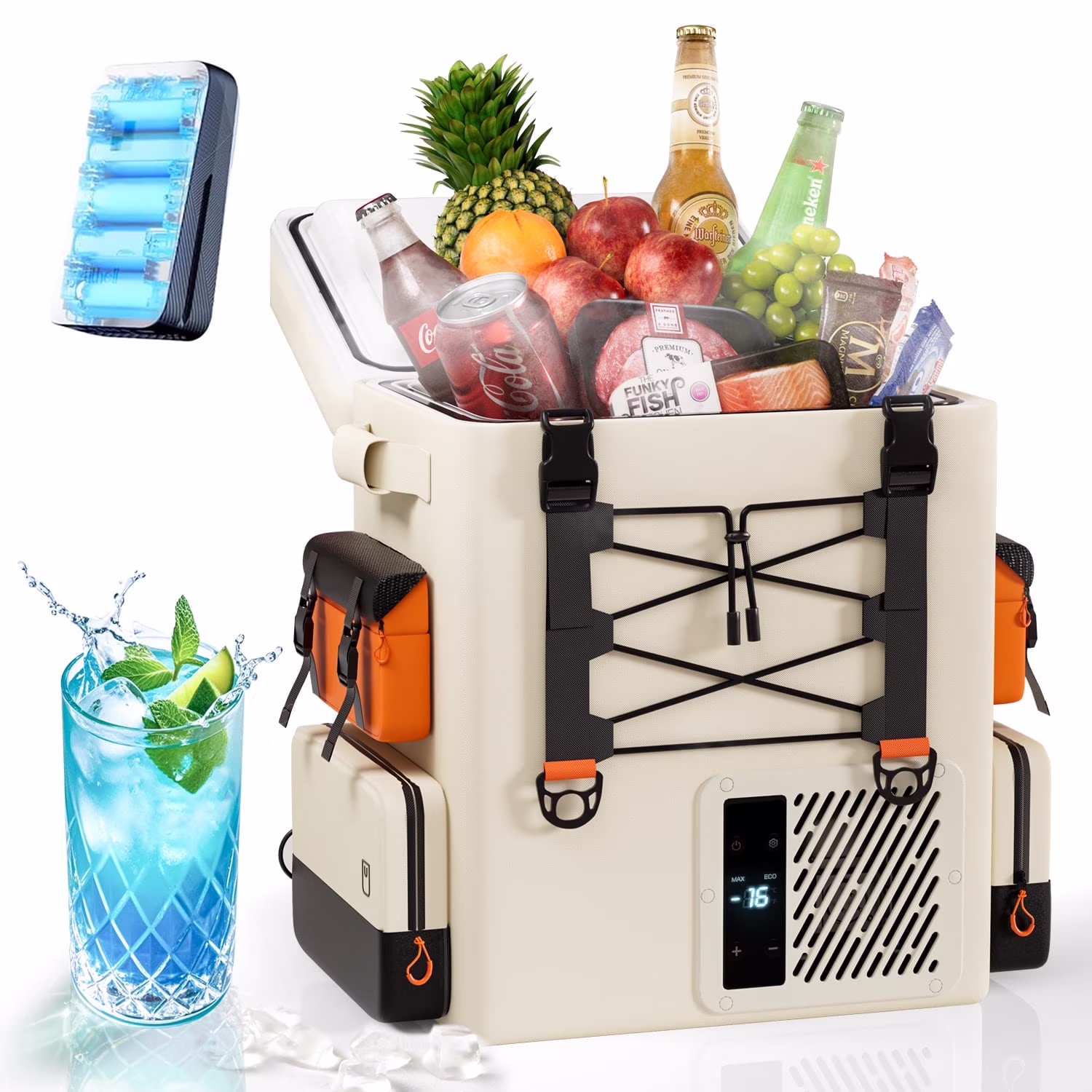 Litheli 16L Backpack Refrigerator, 55W Portable Electric Fridge Freezer Compressor Cooler for Fast Cooling Down to -4-F with Ergonomic Backpack Design for Camping Car RV Home