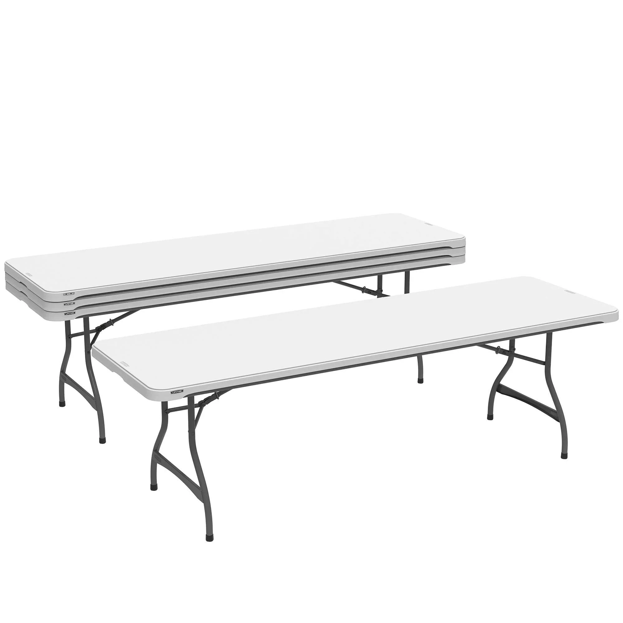 Lifetime 8 Foot Rectangle Folding Table, Indoor/Outdoor Commercial Grade, White Granite, Set of 4 (80344)