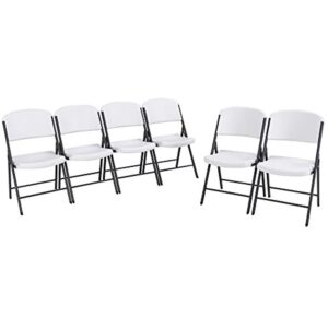 Lifetime Commercial Grade Folding Chairs, 6 Pack, Adult Sized, White Granite (80747)