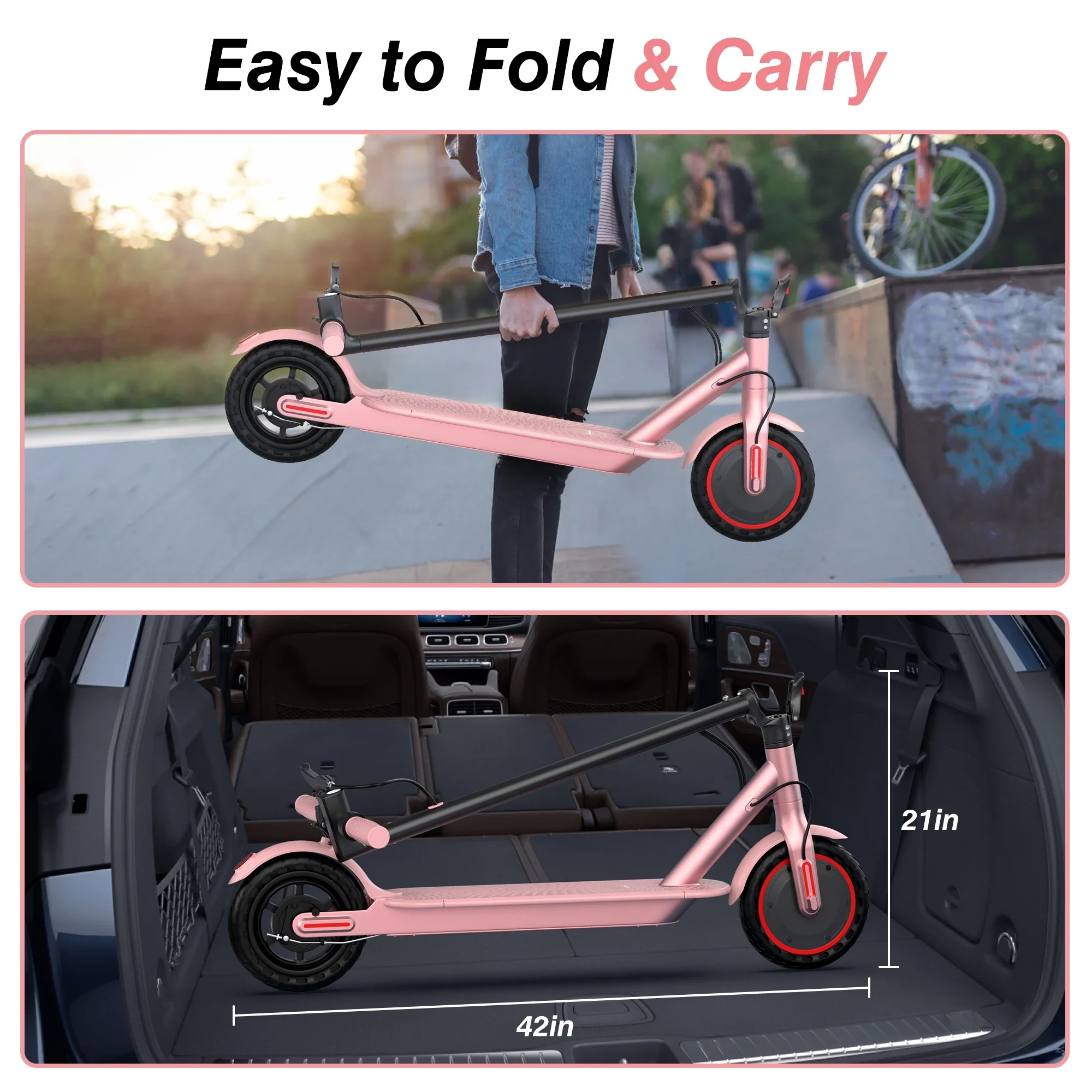 AOVOPRO WHITE ES80 350W 8.5' Foldable Electric Scooter for Adults and Child, 21 Miles Range