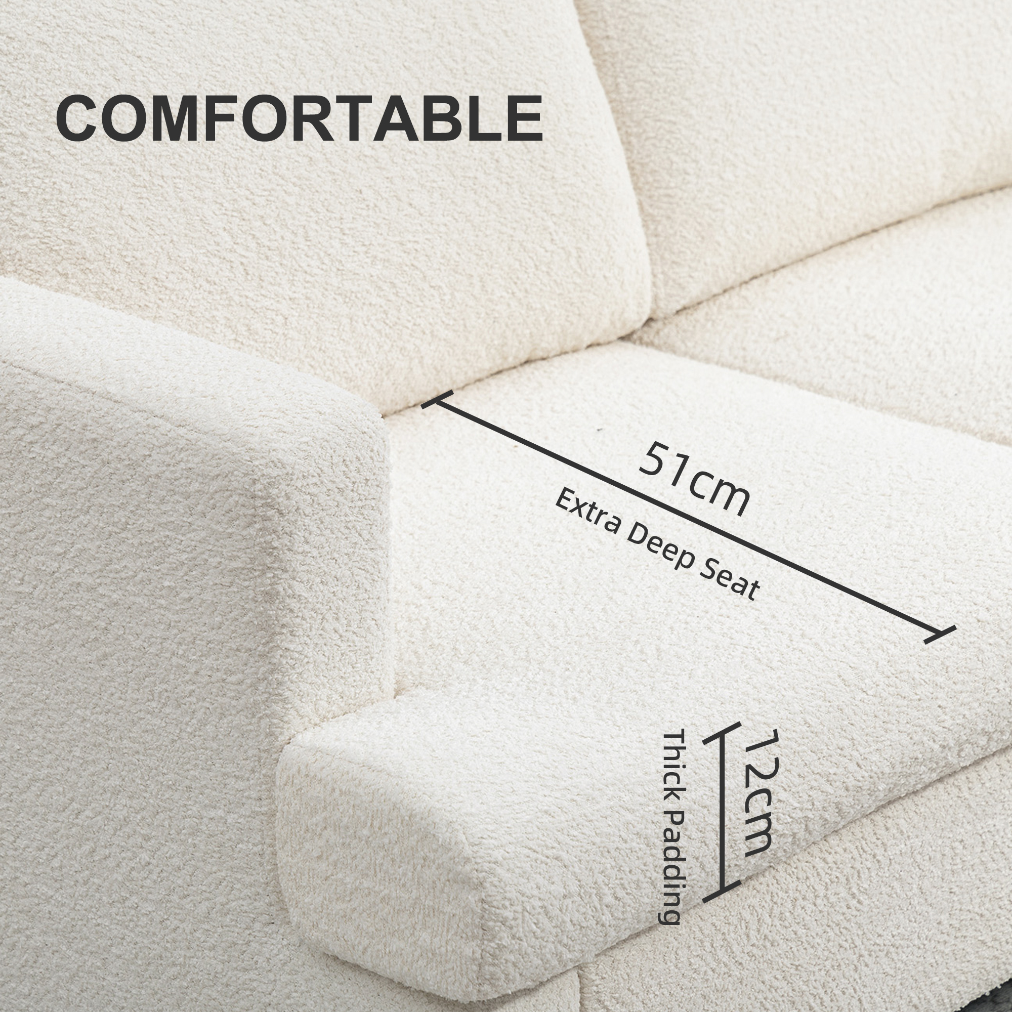 HOMCOM 54.3" Loveseat Sofa, Small Couch with Cushions, Cream White