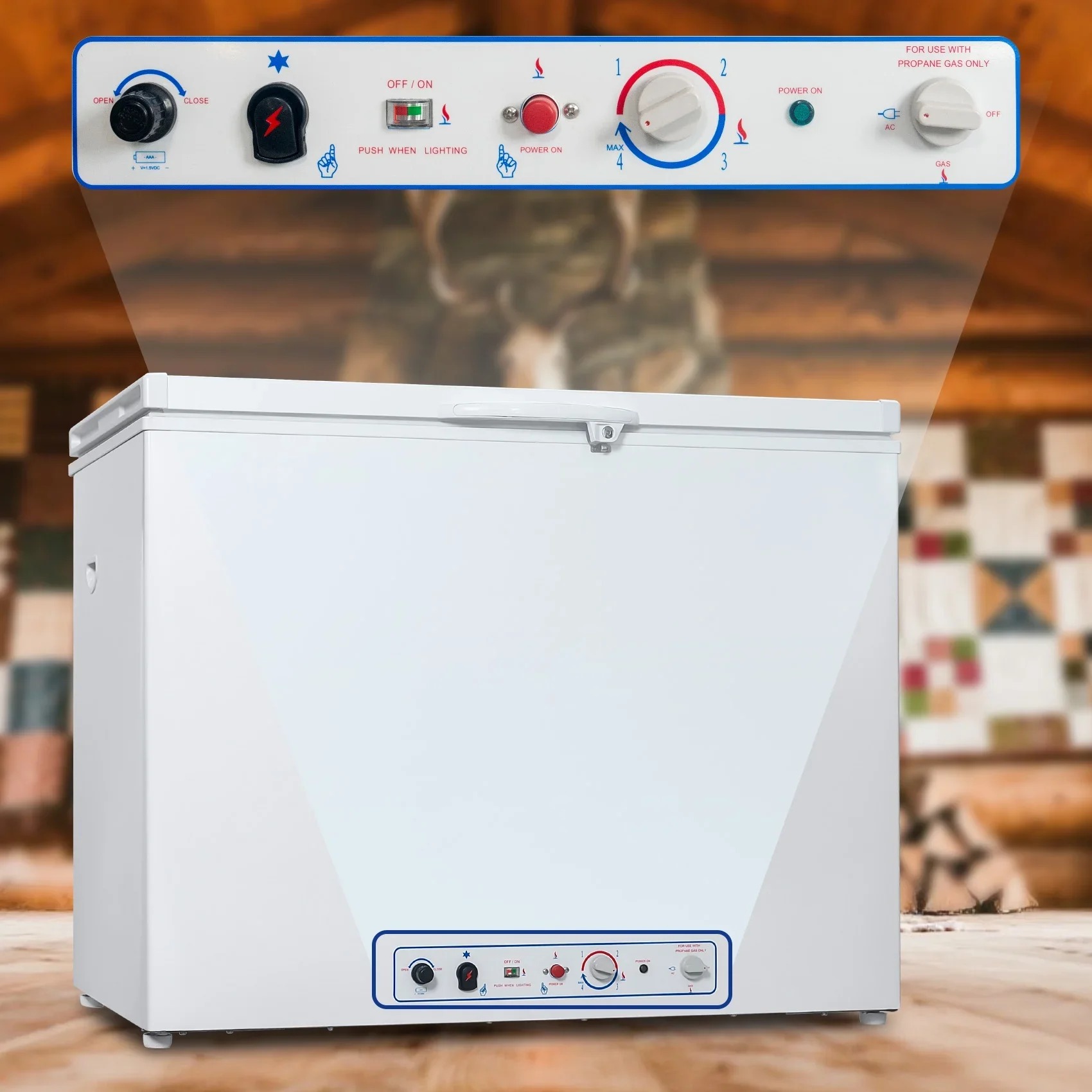 7 Cu ft Propane Chest Freezer, LPG/110V 2 Way Freezer Off Grid Lock and Top Door for Outdoor White