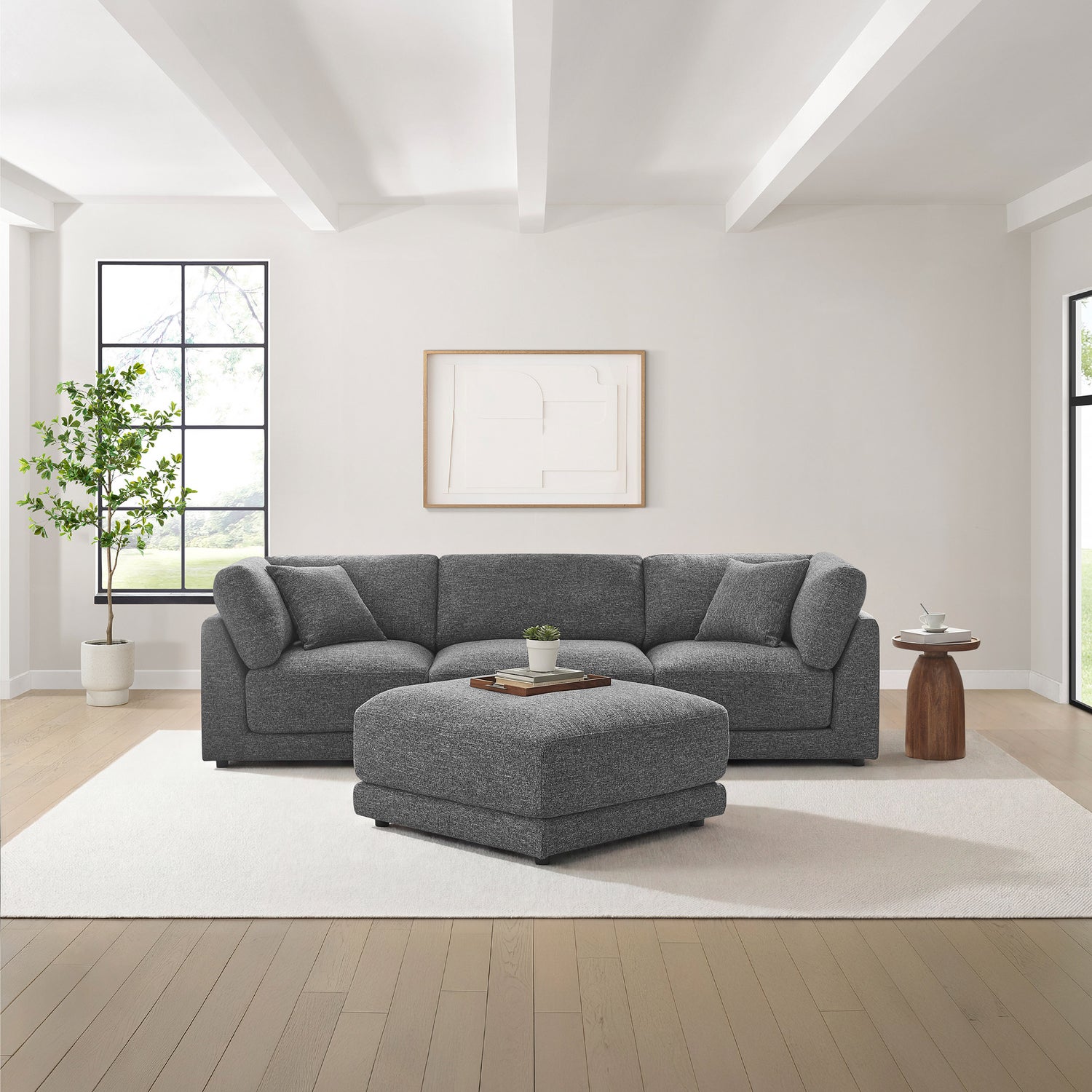 Aiden & Ivy Dayna 4-piece Modular Fabric Sofa with Ottoman