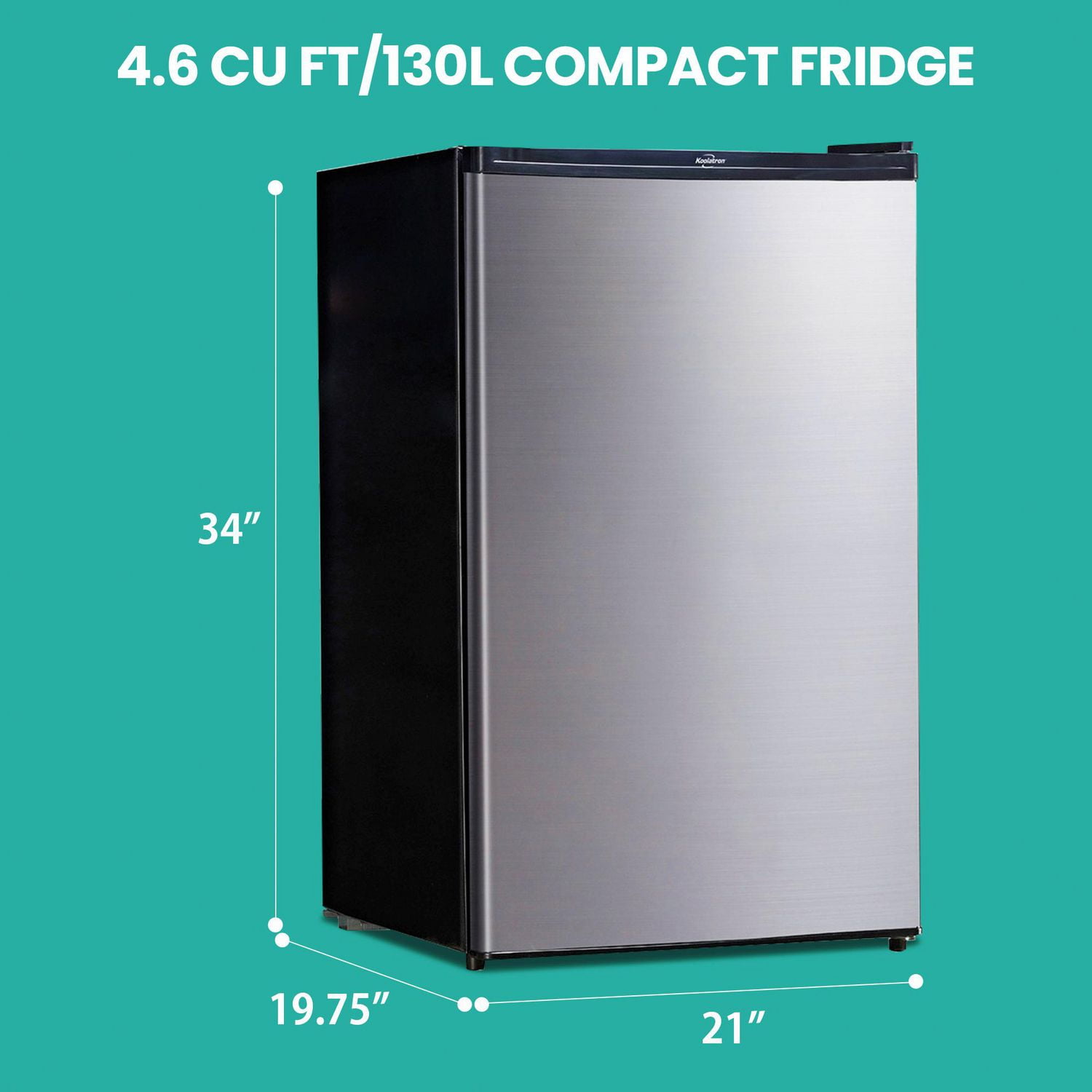 Koolatron Stainless Steel Compact Fridge with Freezer, 4.4 Cu. Ft. Modern Refrigerator for Home & Dorm