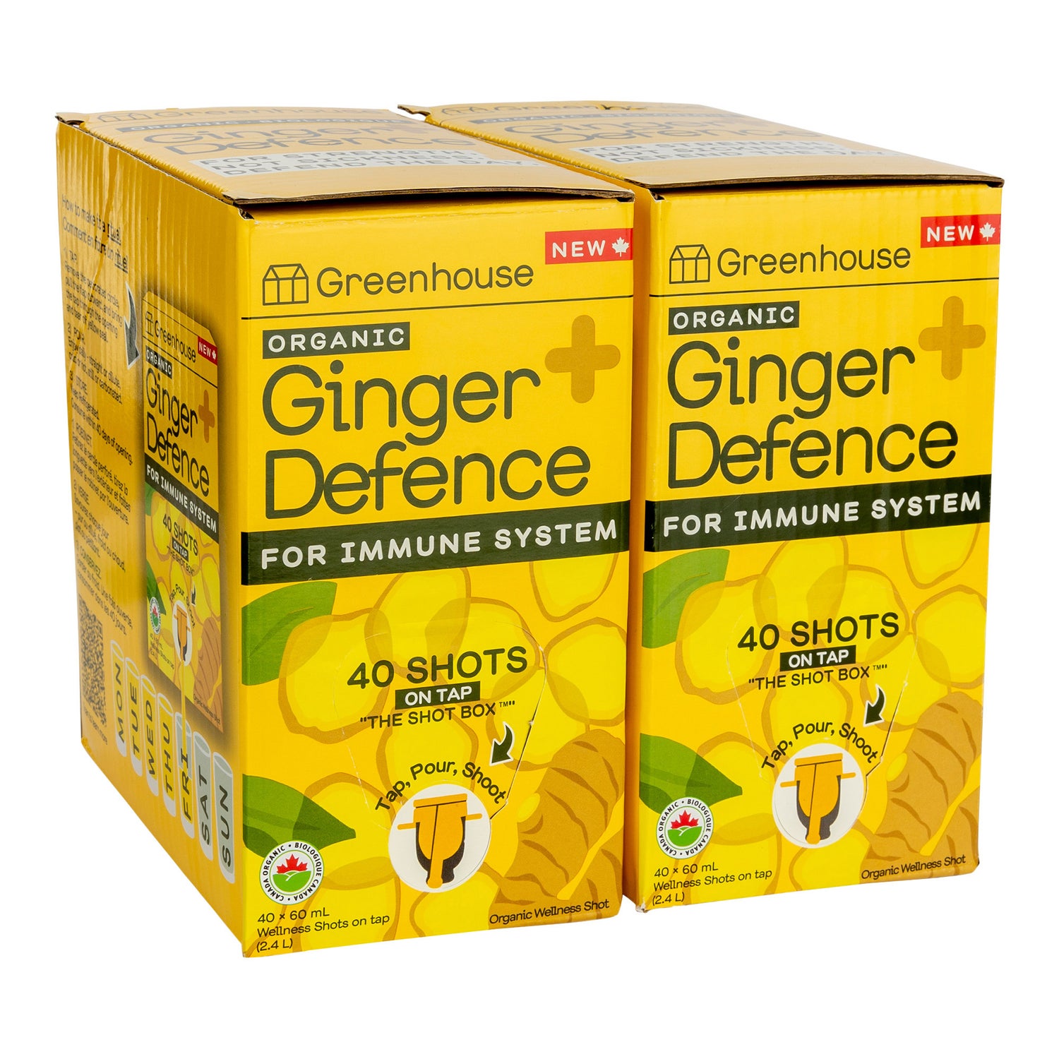 Greenhouse Ginger Defence Organic Wellness Shot Box, 2 × 2.4 L (80 Servings)