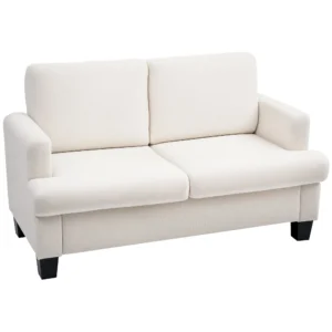HOMCOM 54.3" Loveseat Sofa, Small Couch with Cushions, Cream White