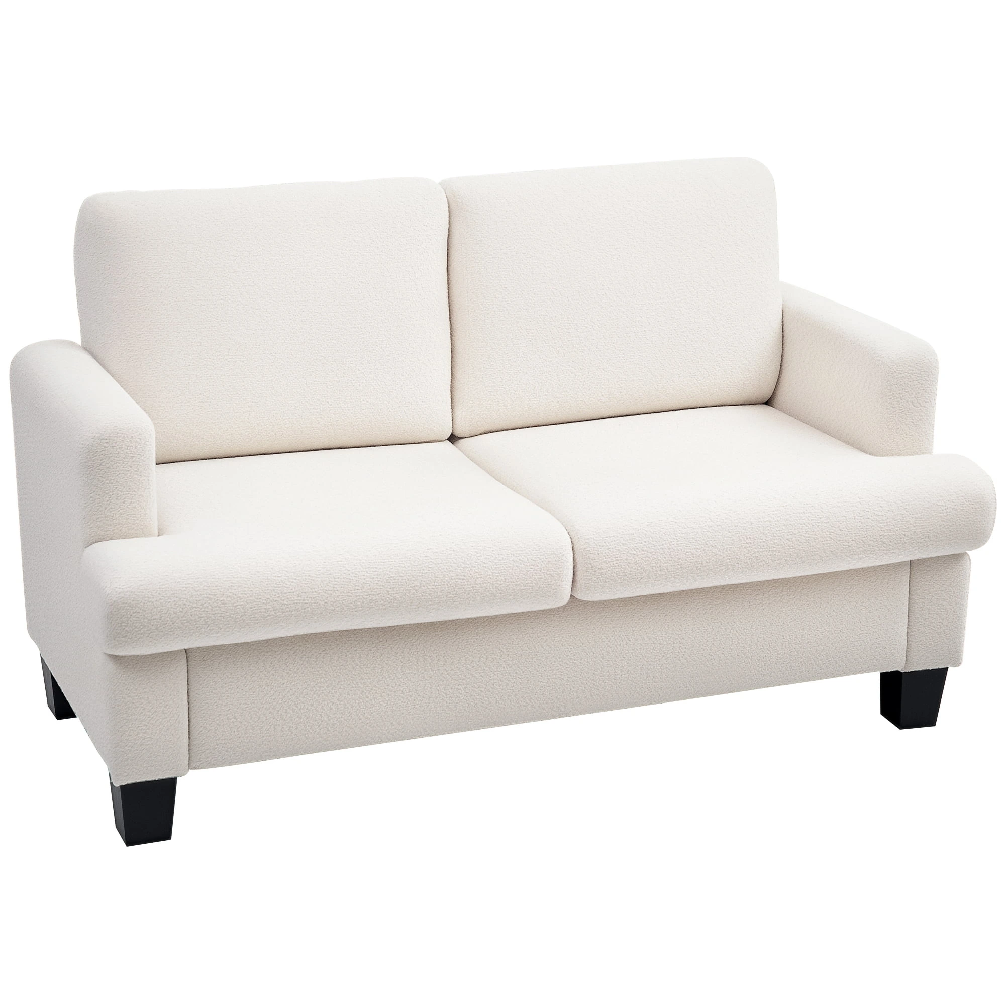 HOMCOM 54.3" Loveseat Sofa, Small Couch with Cushions, Cream White