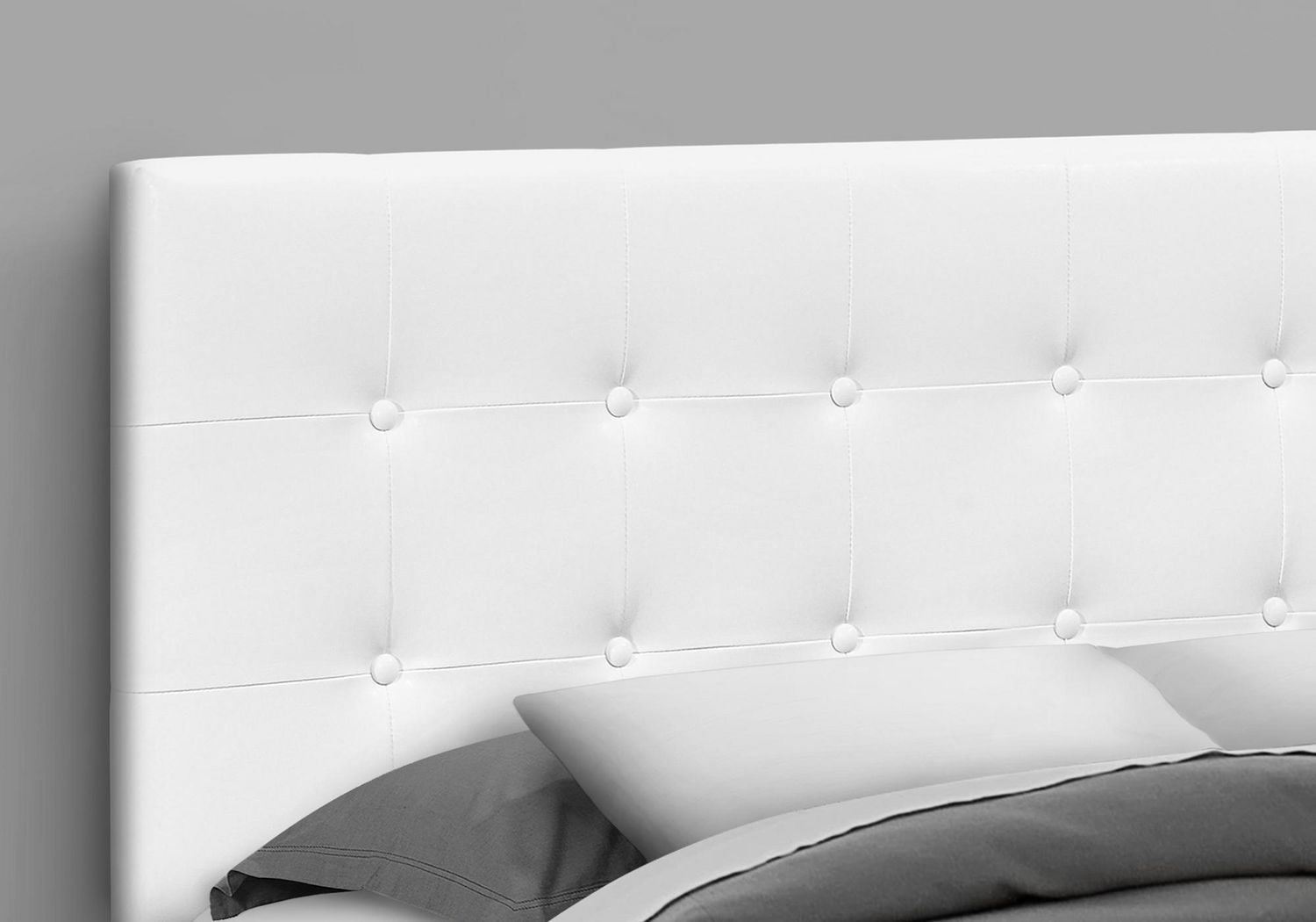 Monarch Specialties Bed, Headboard Only, Queen Size, Bedroom, Upholstered, Pu Leather Look, White, Transitional