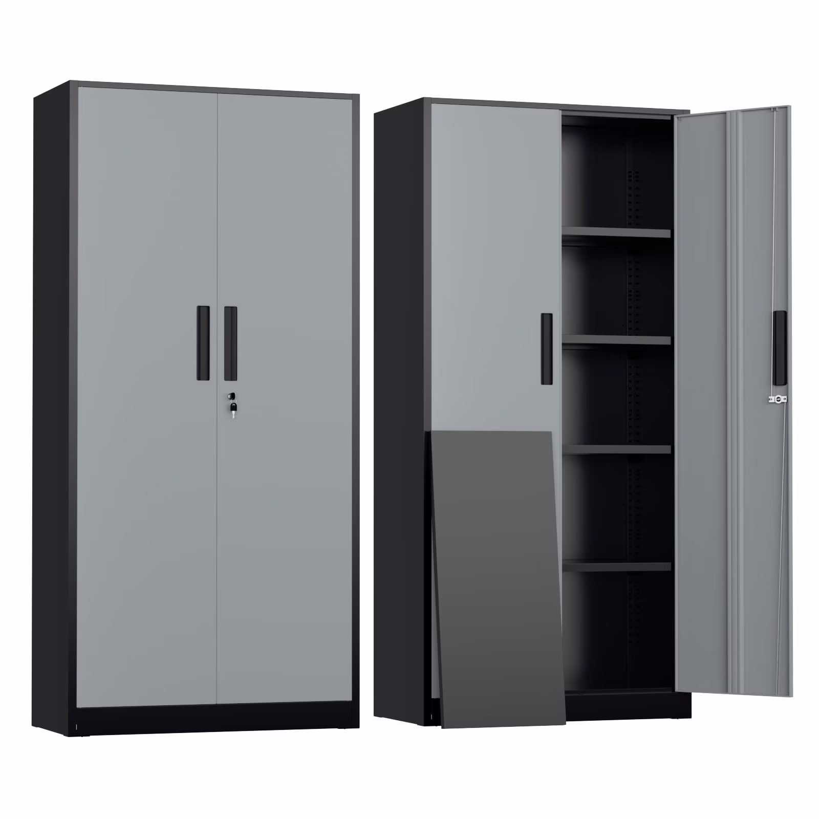 SOLAURA 71" Metal Garage Storage Cabinet with Locking Doors and Adjustable Shelves for Home, Office(Black)