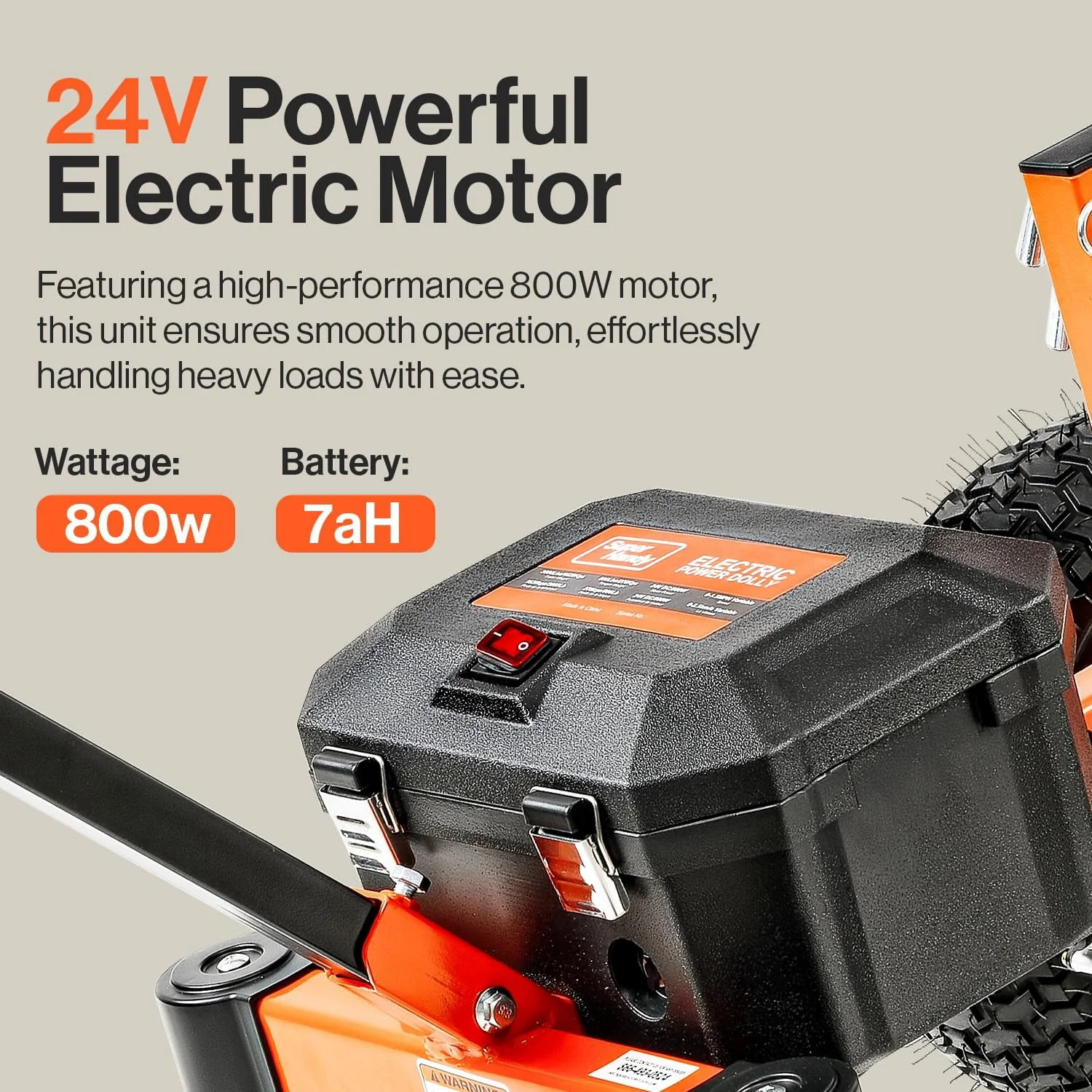 SuperHandy Electric Trailer Dolly 3600 lbs Max Trailer Weight 600 lb Max Tongue Weight DC 24V 800W 7Ah w/Heavy Duty Commercial 2" Ball Hitch Mount