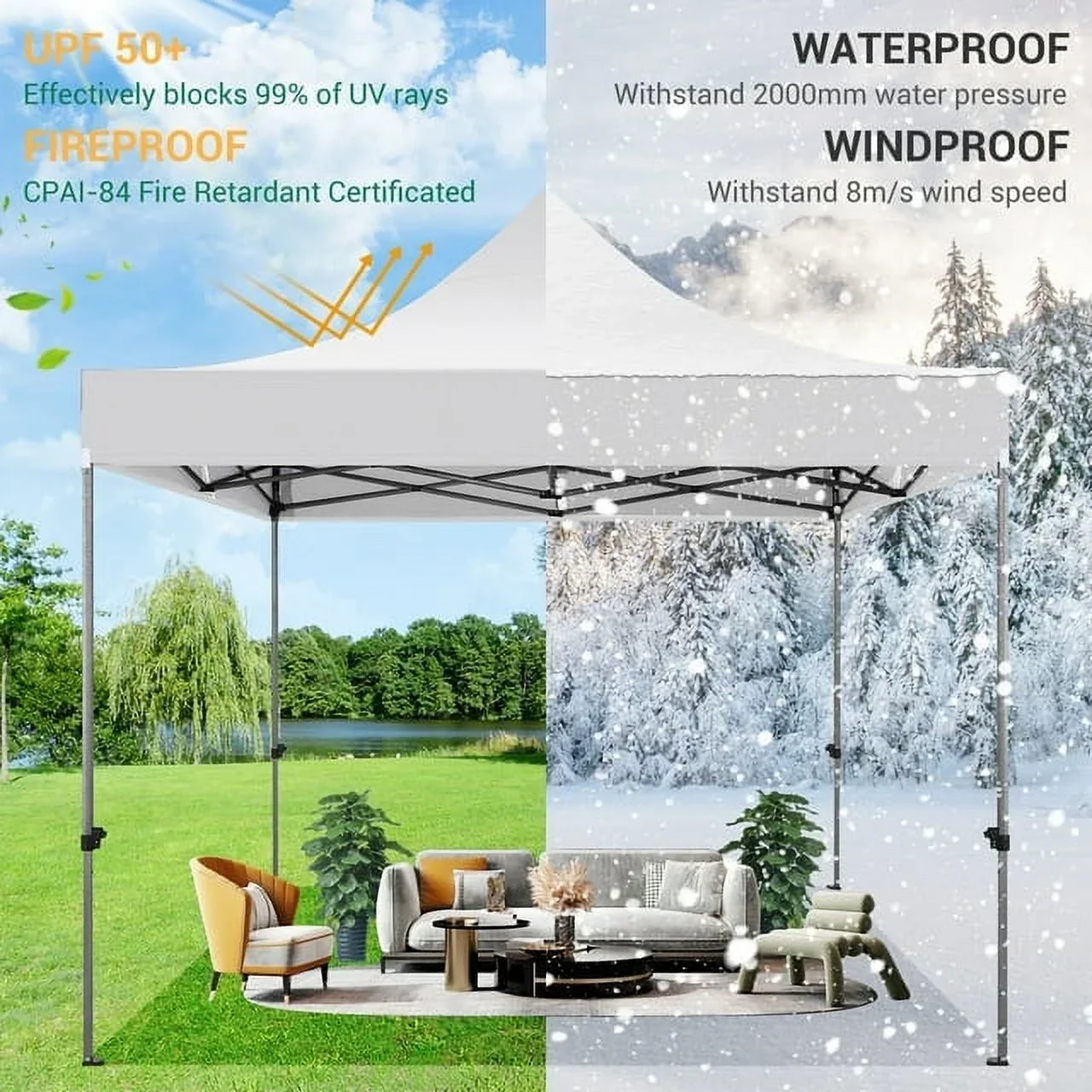 SANOPY 10'x20' Pop Up Canopy Waterproof Folding Tent Outdoor Easy Set-up Instant Tent Heavy Duty Commercial Wedding Party Shelter with 6 Removable Sidewalls, 4 Sandbags, Roller Bag, Black