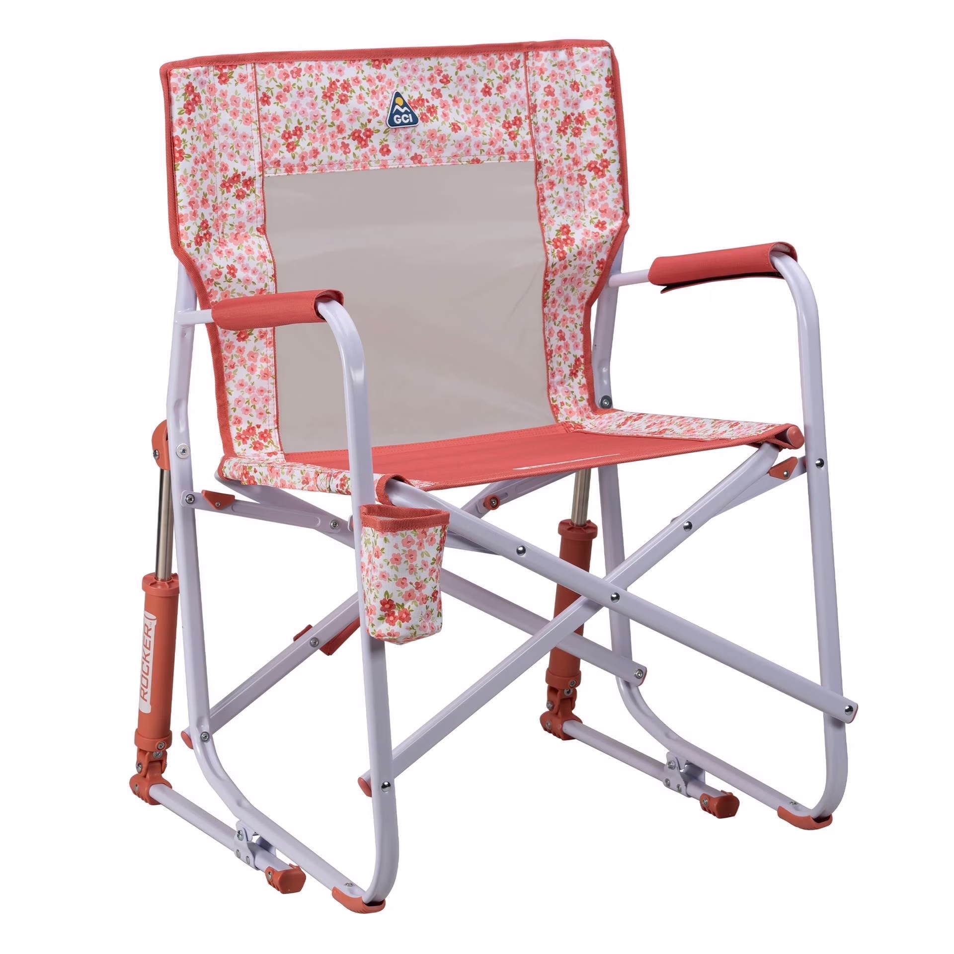 GCI Outdoor Freestyle Rocker Foldable Rocking Camp Chair, Purple Floral
