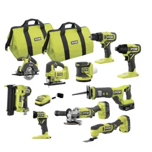 RYOBI ONE+ 18V Cordless Tool Set with 10 Pieces, 3 Batteries and Charger (Model Year 2025) PCK750KN