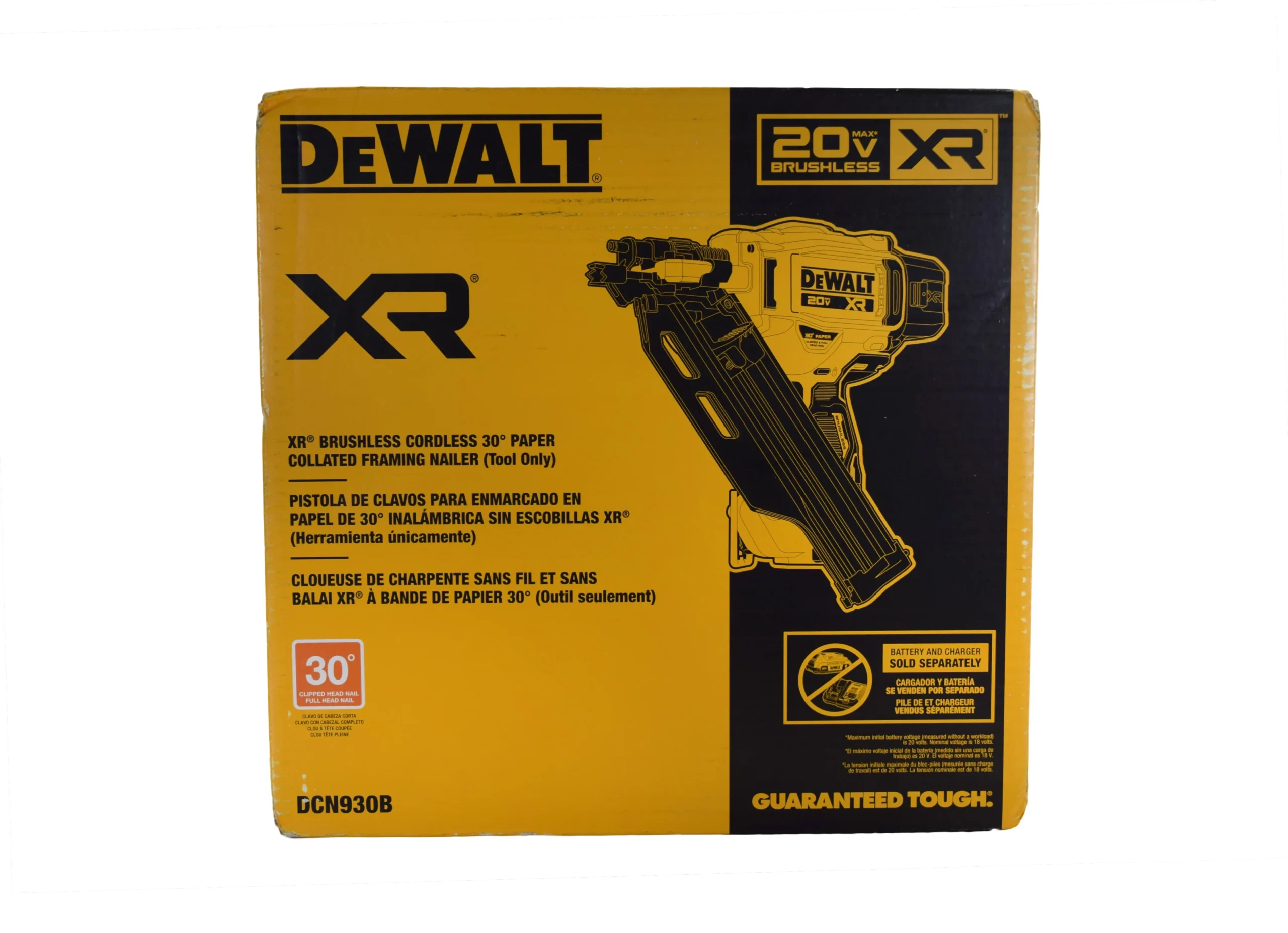 DEWALT DCN930B 20V MAX PNEUMATIC BRUSHLESS CORDLESS 30- PAPER TAPE FRAMING NAILER (TOOL ONLY)