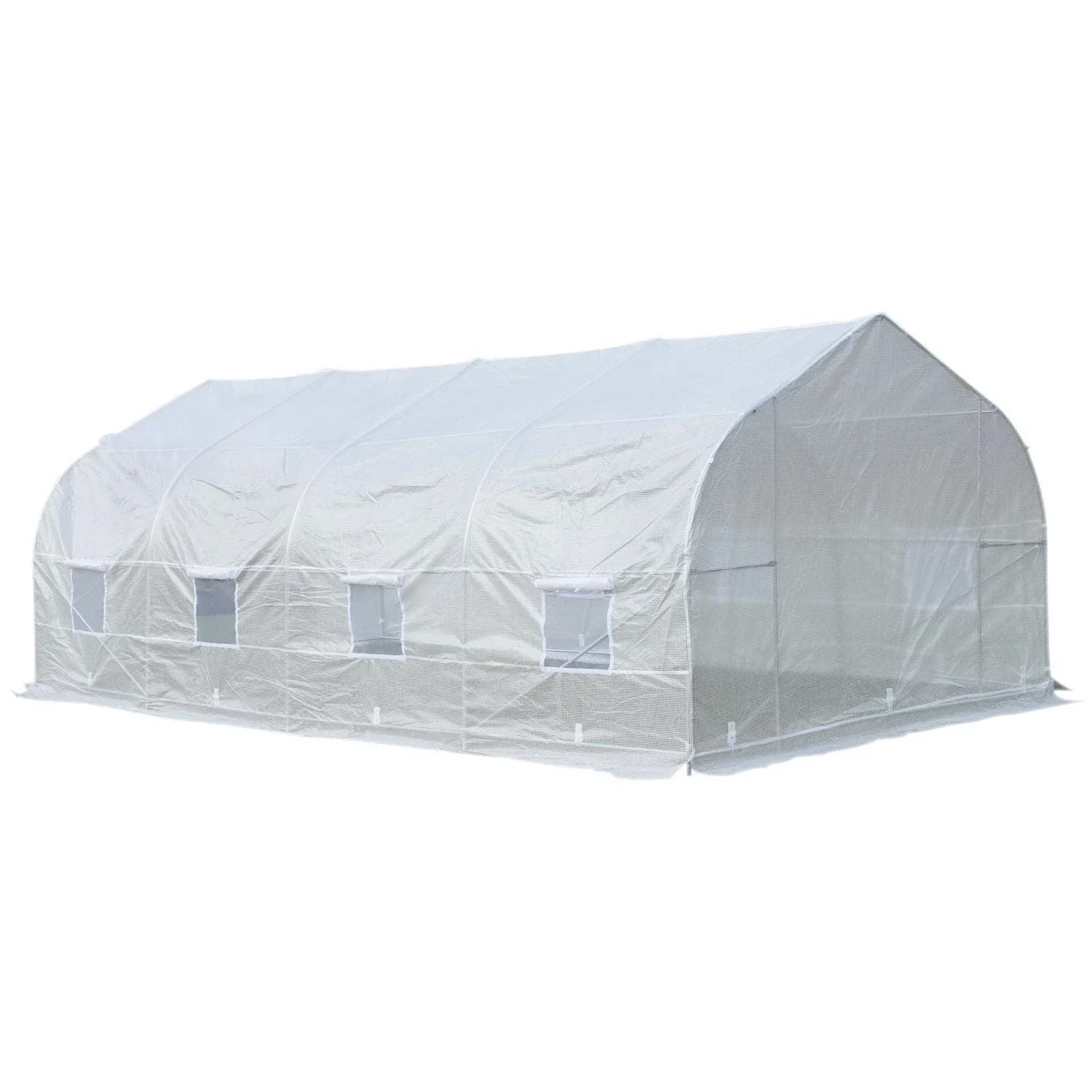 Outsunny 20x10x7ft Walk-in Steeple Greenhouse Outdoor Backyard Plant Seed Growth Shed Tunnel Warm House with 2 Anchor Way Green