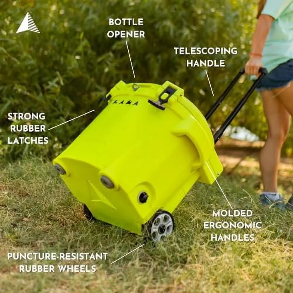 30 Quart Wheeled Hard Cooler Insulated Portable Ice Chest Box Durable, All-Terrain Rolling Cooler for Beach, Drink, Beverage, Boating, Fishing, Camping, and Outdoor Activities