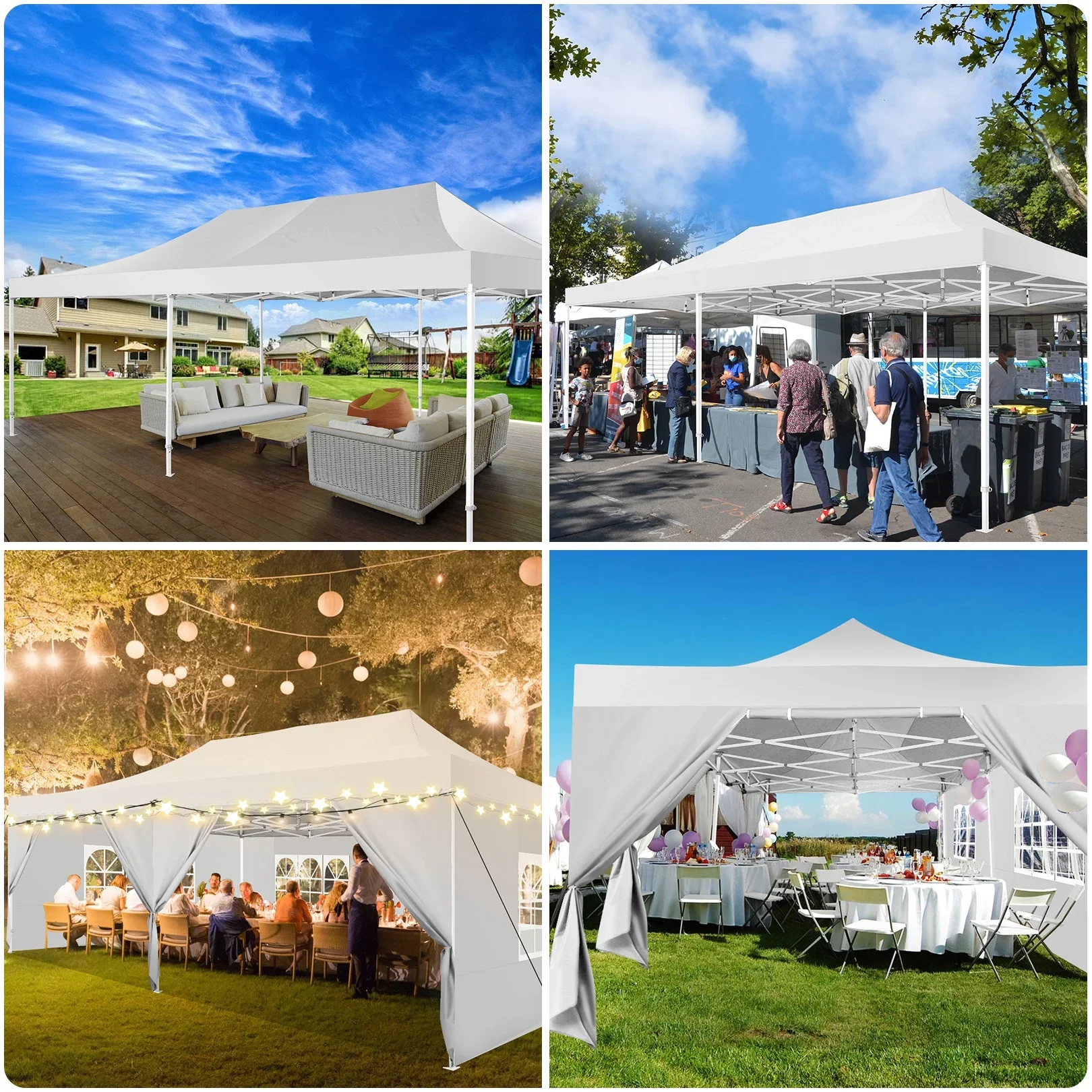 COBIZI 13x26 Heavy Duty Commercial Canopy Tent,Easy Pop Up Party Tent Gazebo,Outdoor Portable Party Canopy,Extra-large Size Space For Outside Wedding Gathering Activities,Waterproof&UPF 50+,White