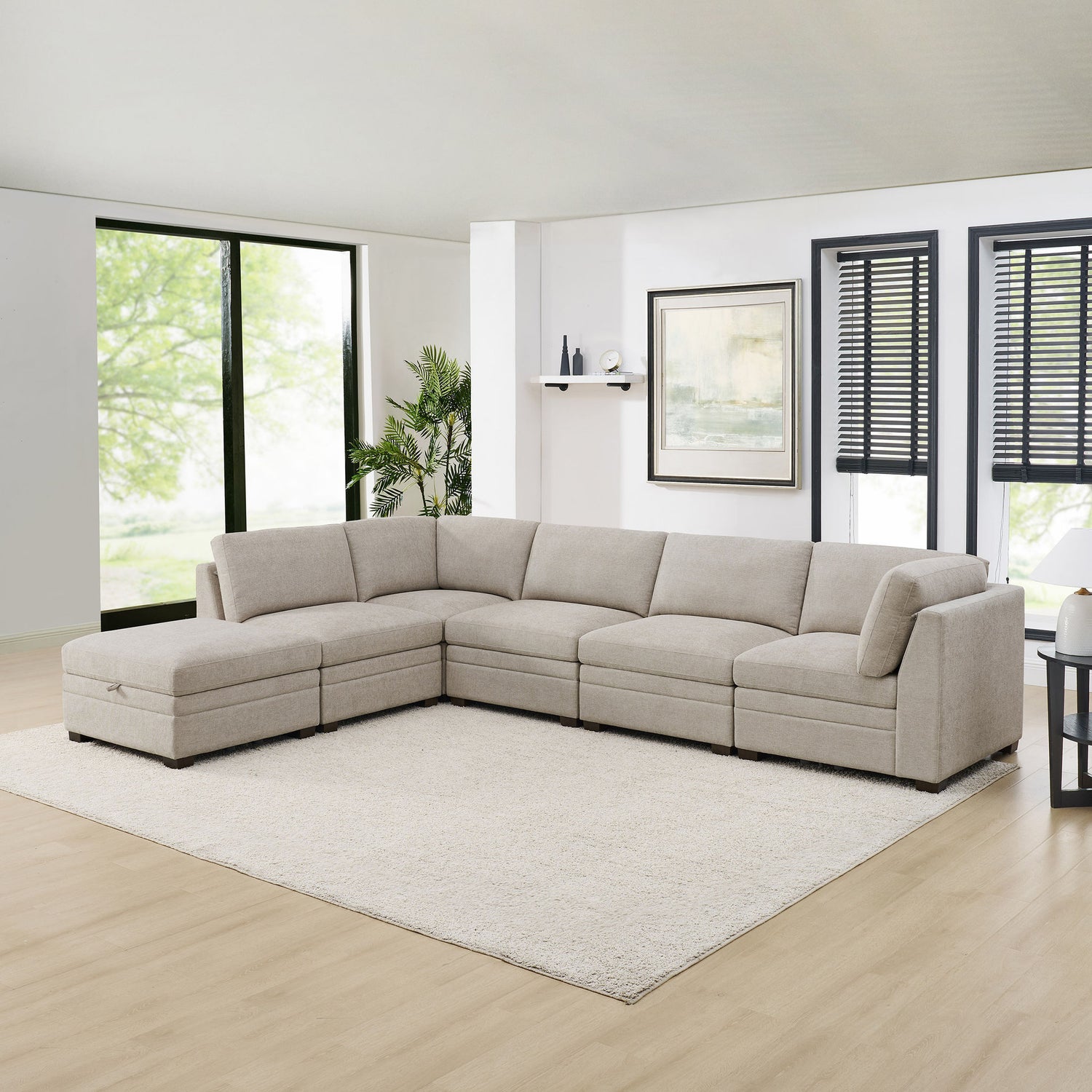 Thomasville Tisdale 6-piece Fabric Sectional with Storage Ottoman