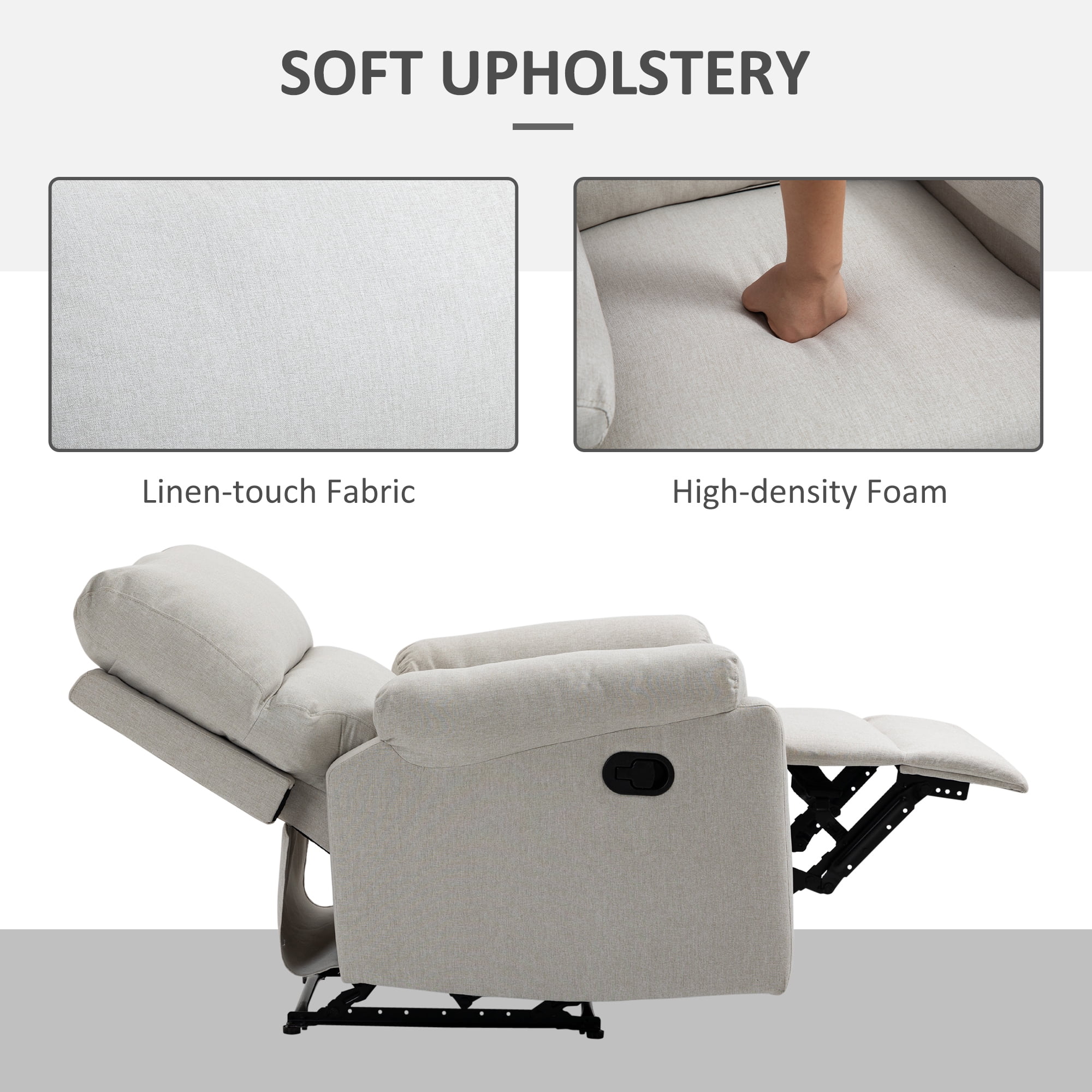 HOMCOM Recliner Sofa Manual Reclining Chair with Footrest for Living Room
