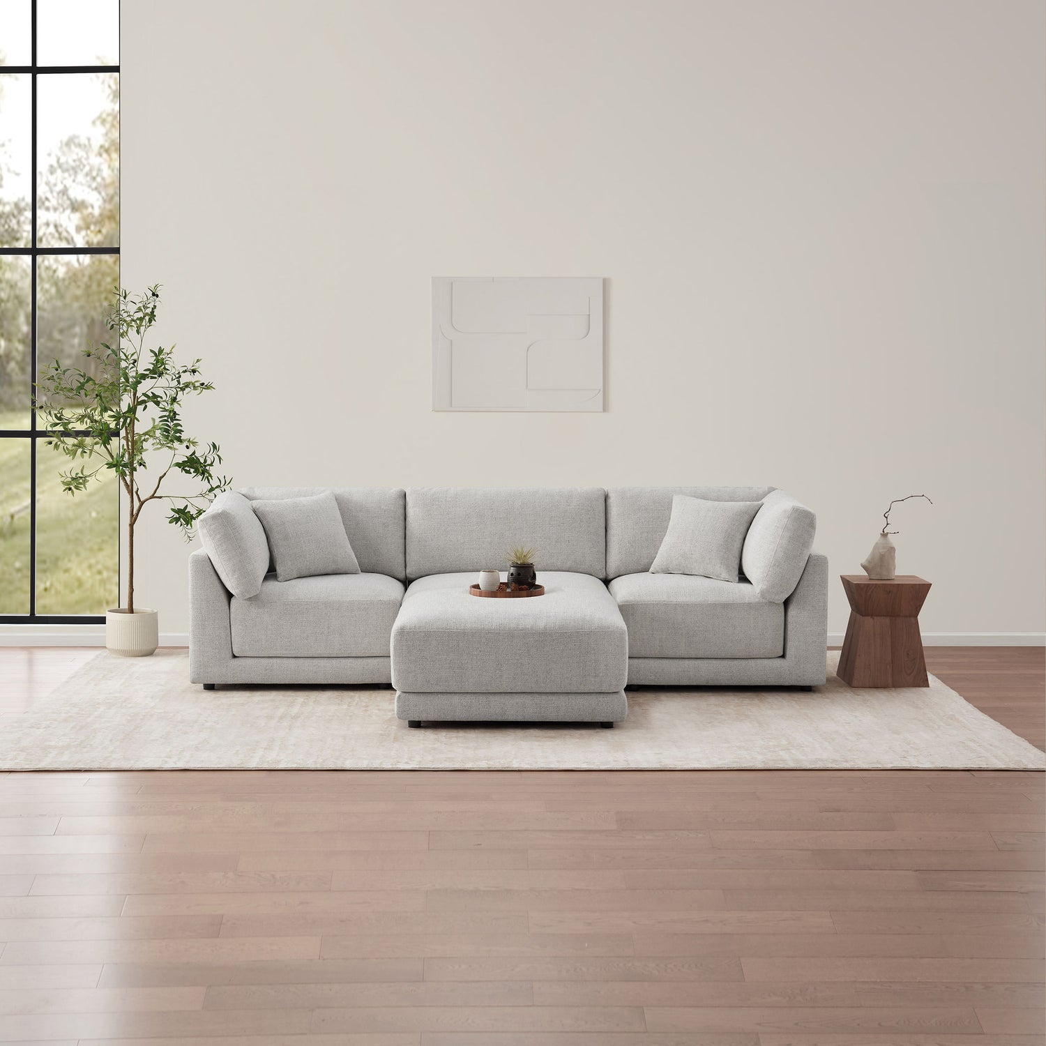 Aiden & Ivy Dayna 4-piece Modular Fabric Sofa with Ottoman