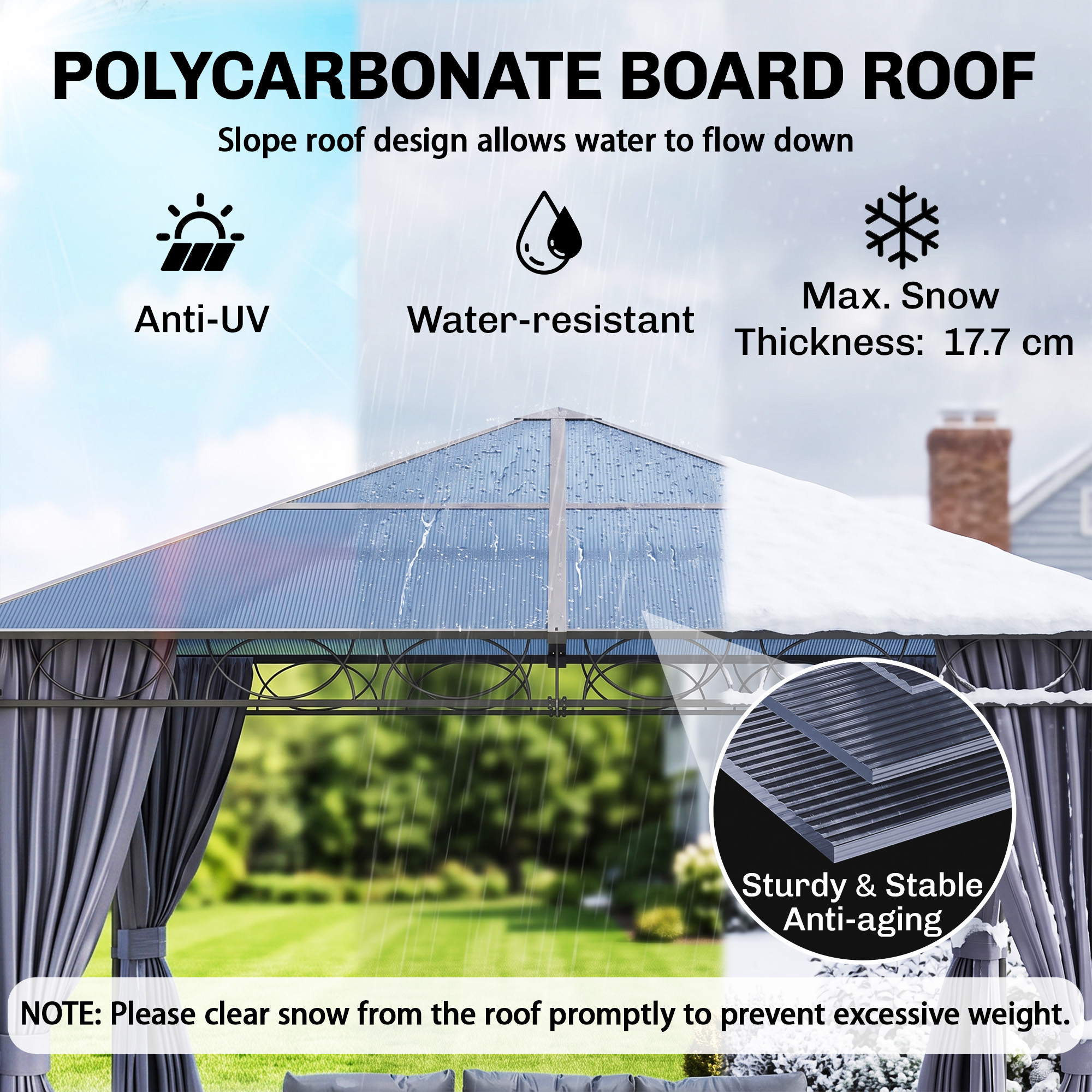 Outsunny 10' x 10' Hardtop Gazebo Canopy, Outdoor Patio Gazebo, Dark Grey