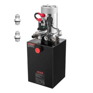 VEVOR 12 Quart Hydraulic Power Unit, Double Acting Dump Trailer Pump, 3200 PSI Max Relief Pressure & 0.91 GPM Flow Rate, DC 12V Hydraulic Pump with Metal Reservoir for Dump Trailer Car Lifting