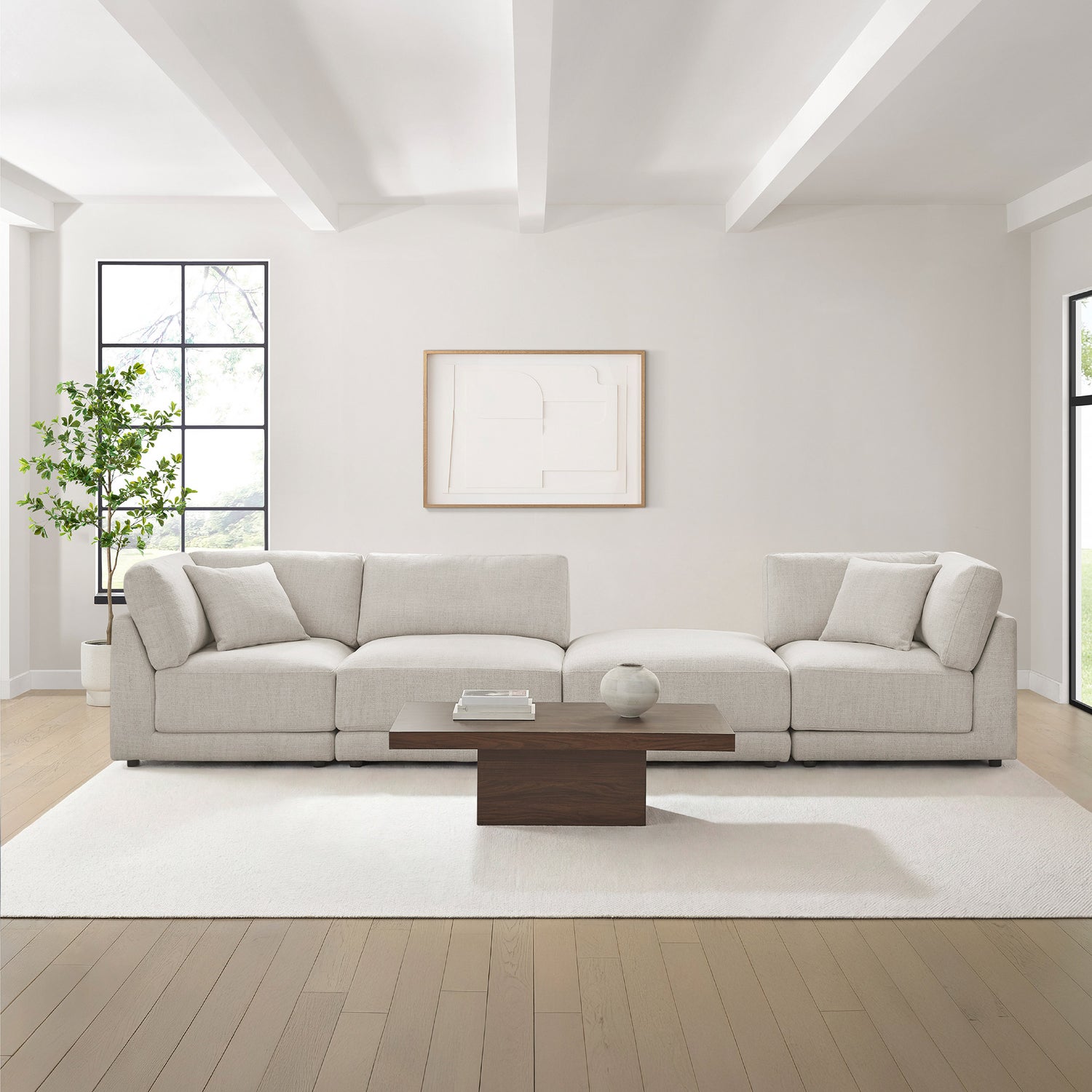 Aiden & Ivy Dayna 4-piece Modular Fabric Sofa with Ottoman