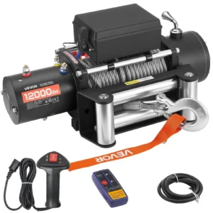 VEVOR Electric Winch, 12000 lbs Load Capacity, 12V DC Truck Winch with Φ0.36 in x 80 ft Steel Rope, Wireless & Wired Remote Control, IP55 Waterproof for Towing SUV Jeep Trailer Boat Off-Road Vehicle