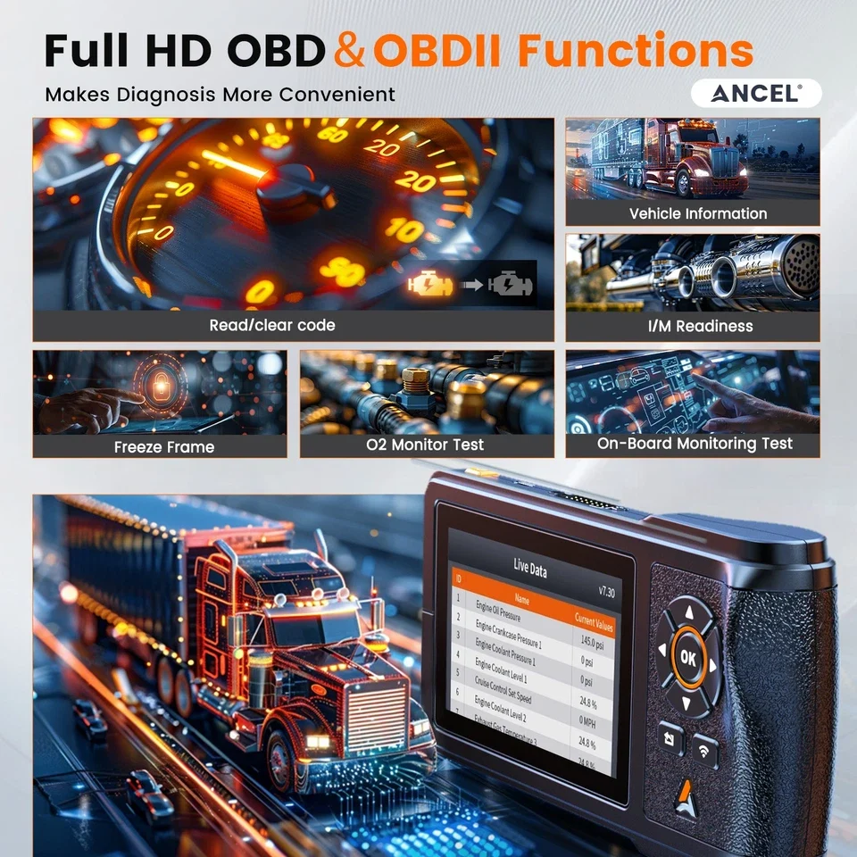 ANCEL Heavy Duty Truck Scanner OBD2 Tool for Vehicles