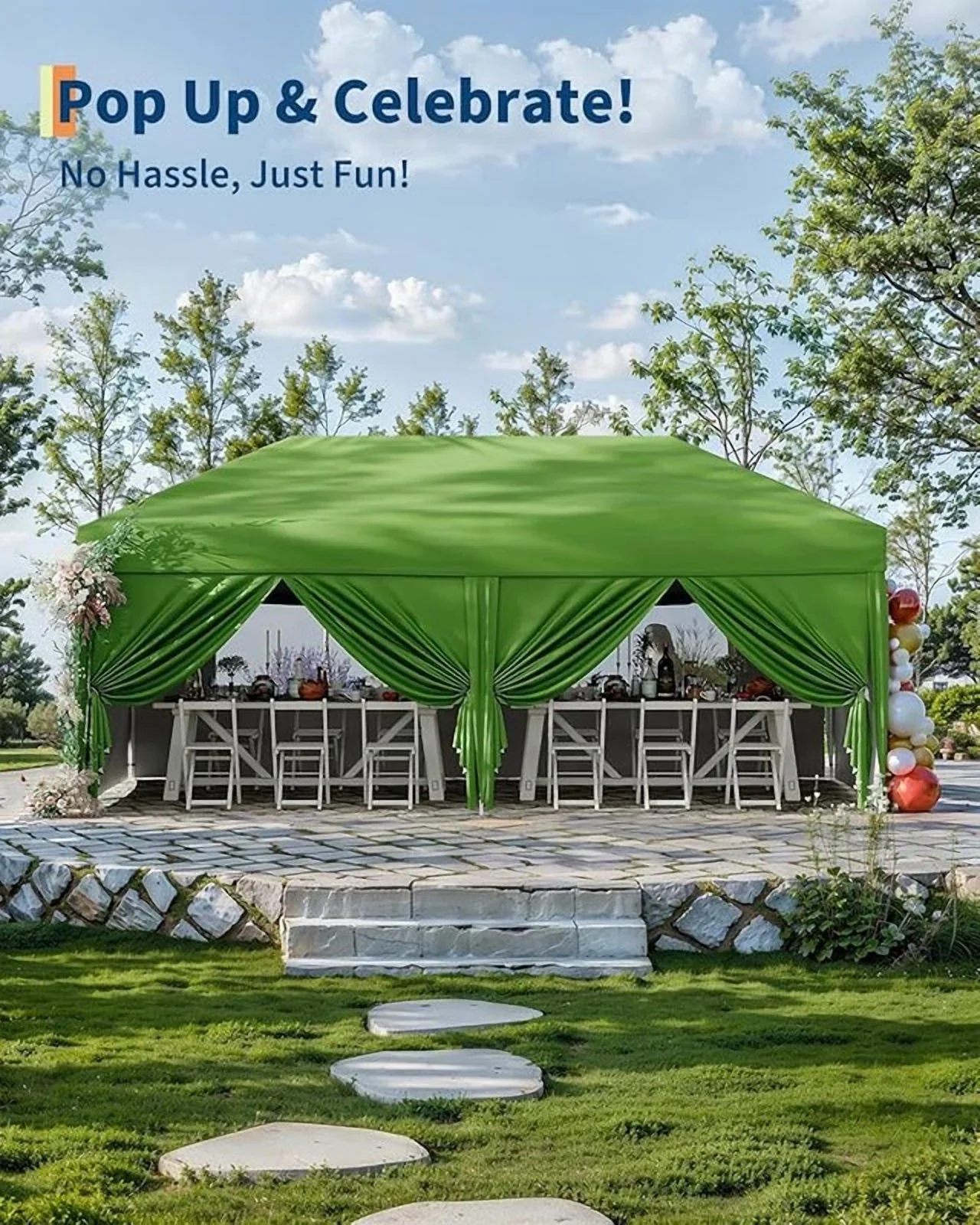 10x20 Pop Up Canopy Tent with 4 Sidewalls, Heavy Duty Outdoor Canopy UPF 50+ All Season Waterproof Commercial Street Vendors Party Tents with Roller Bag, 8 Stakes & 6 Sandbags,Khaki