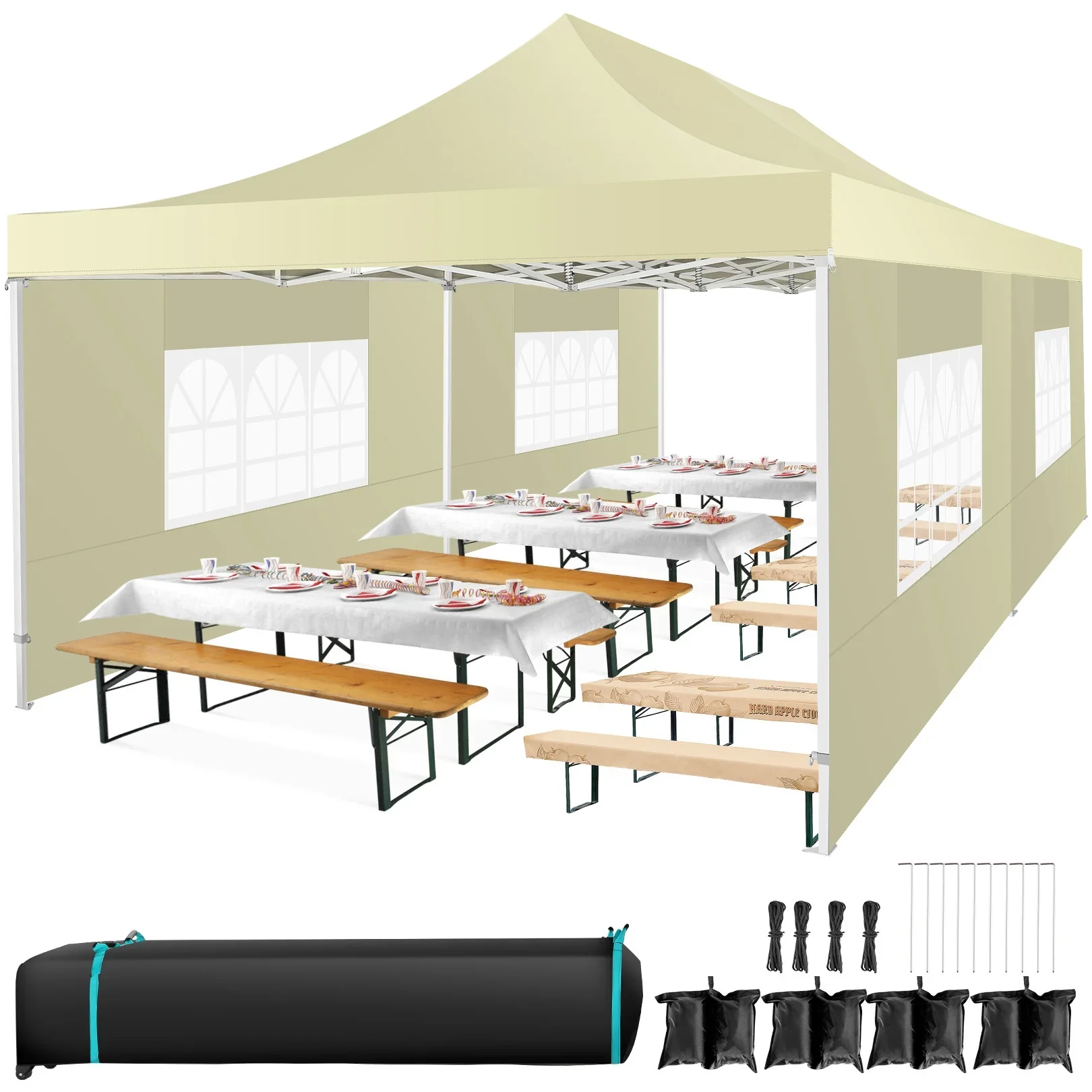 COBIZI 13x26 Heavy Duty Commercial Canopy Tent,Easy Pop Up Party Tent Gazebo,Outdoor Portable Party Canopy,Extra-large Size Space For Outside Wedding Gathering Activities,Waterproof&UPF 50+,White