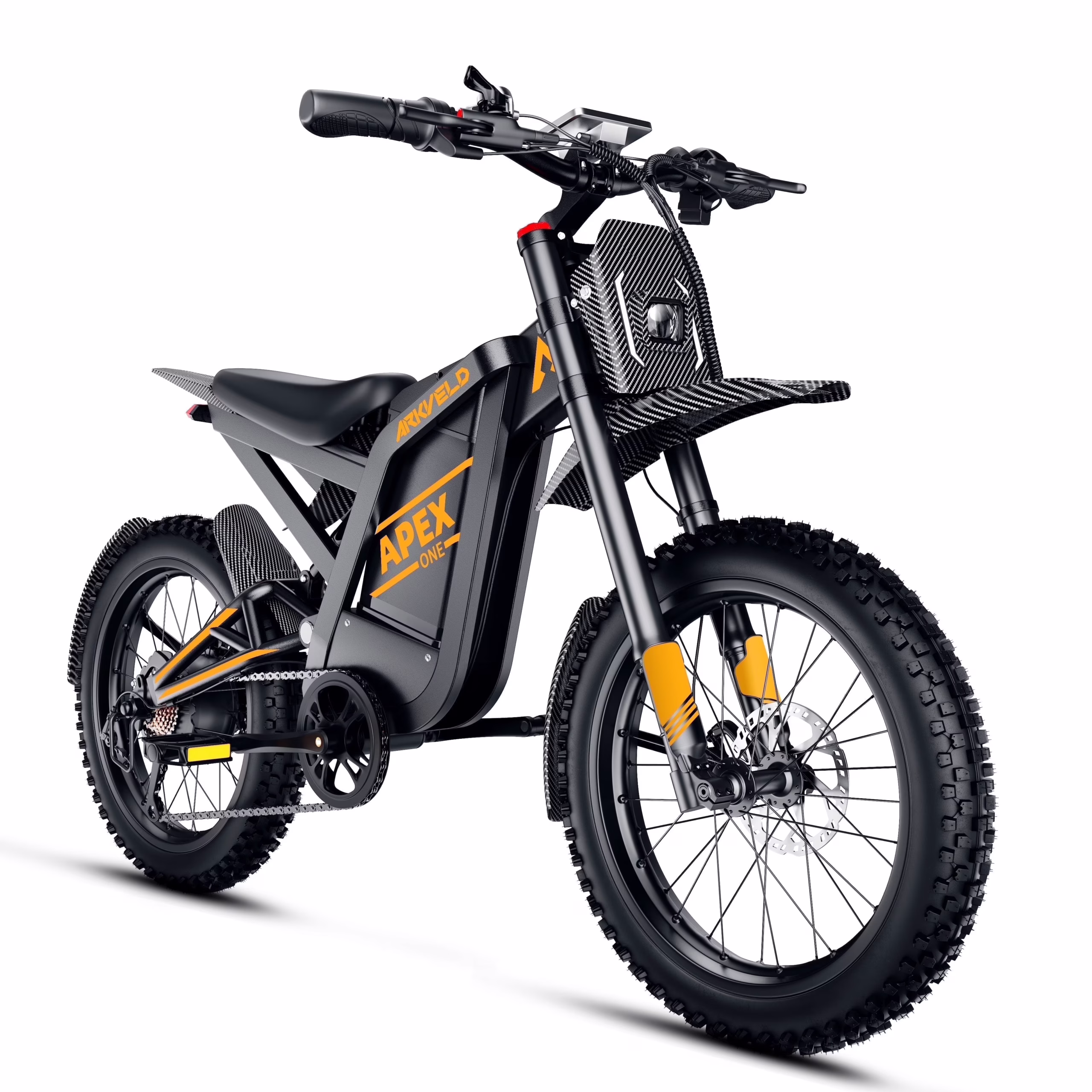 Arkveld Electric Bike for Adults, Peak-3000W, Max 40MPH and 80Miles Electric Motorcycle,25" Fat Tire Dirt Bike, APEX1 7-Speed E-Bike-White