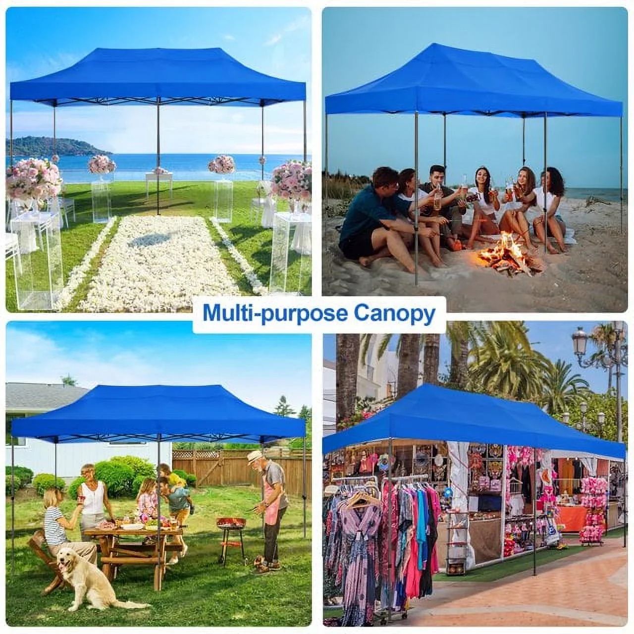 SANOPY 10'x20' Pop Up Canopy Waterproof Folding Tent Outdoor Easy Set-up Instant Tent Heavy Duty Commercial Wedding Party Shelter with 6 Removable Sidewalls, 4 Sandbags, Roller Bag, Black