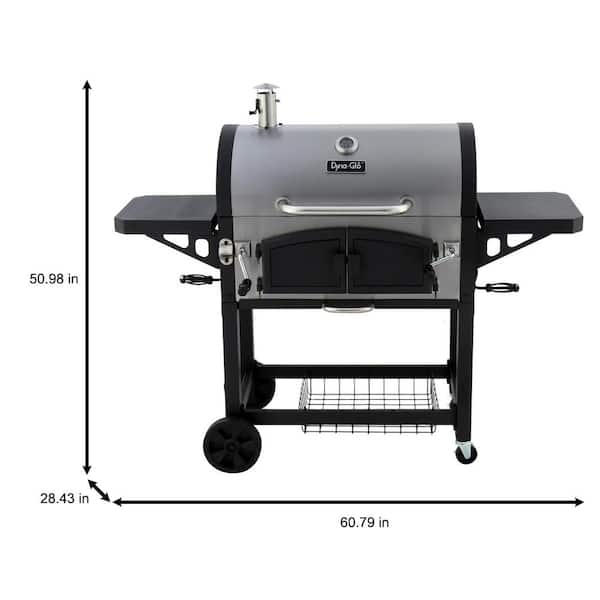 Heavy-Duty Extra-Large Dual Chamber Charcoal Grill in Black and Stainless Steel