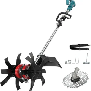 Golyzmt Cordless 2-in-1 Tiller Cultivator & Weed Wacker, 500RPM Ecarke Electric Garden Tiller String Trimmer Soil Cultivation Raised Beds, Weedi