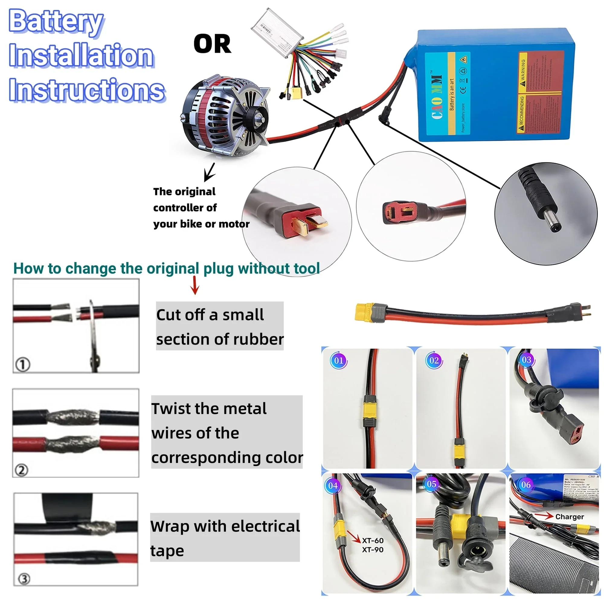 1PC 48V 10Ah Ebike Battery Without Charger Set 48V Lithium Battery for 1000W Electric Bike Tricycle