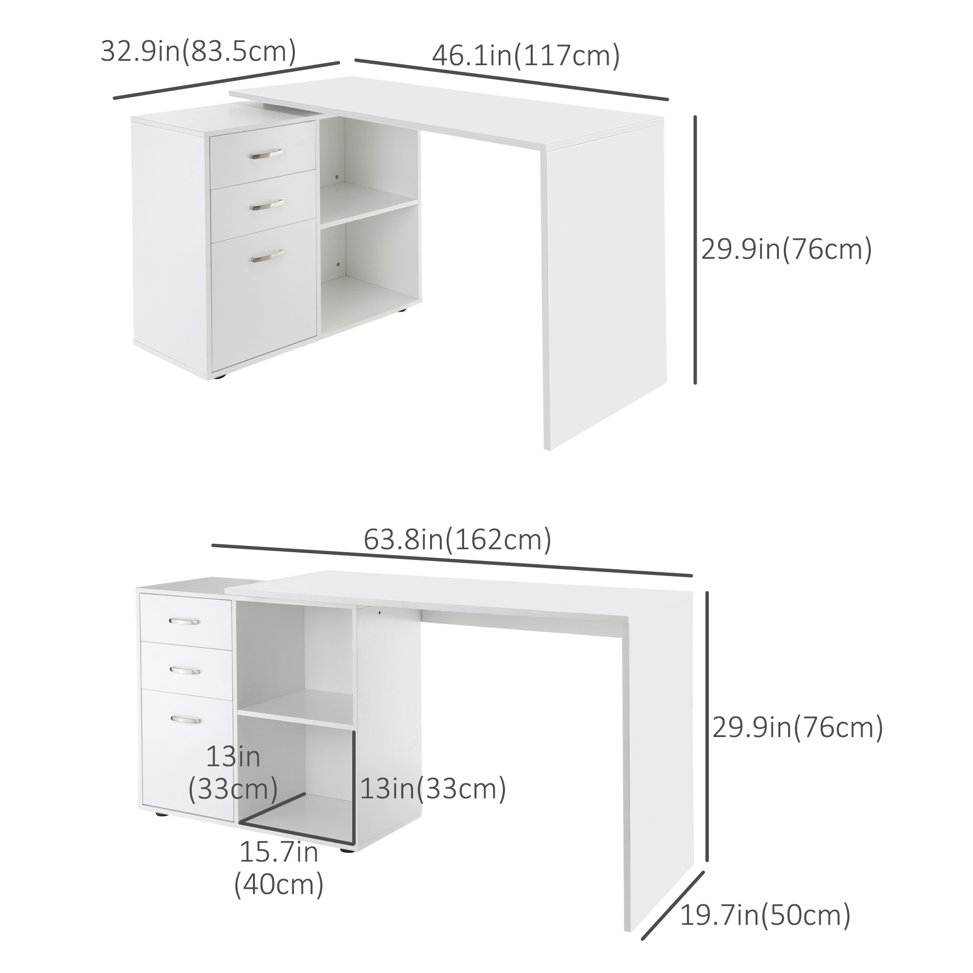 HOMCOM L-Shaped Straight Computer Desk w/ Storage Home Office Table