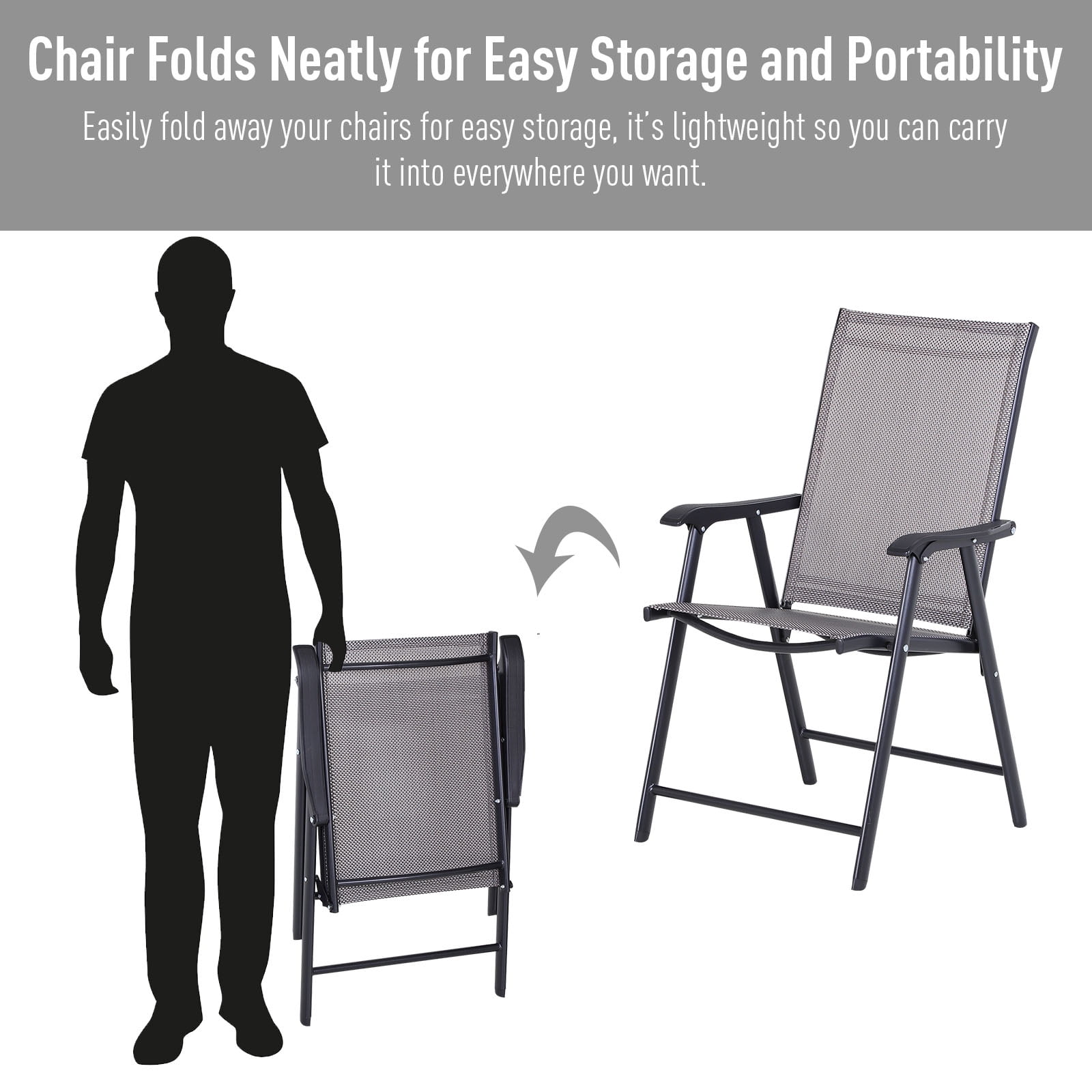 Outsunny 2-Piece Folding Dining Chair Set for Relaxing on Patio