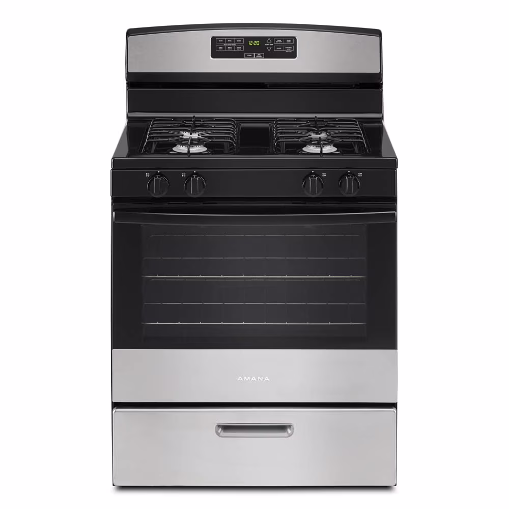 Brand New Amana? AGR6303MMS: 30-inch Gas Range in Stainless Steel.