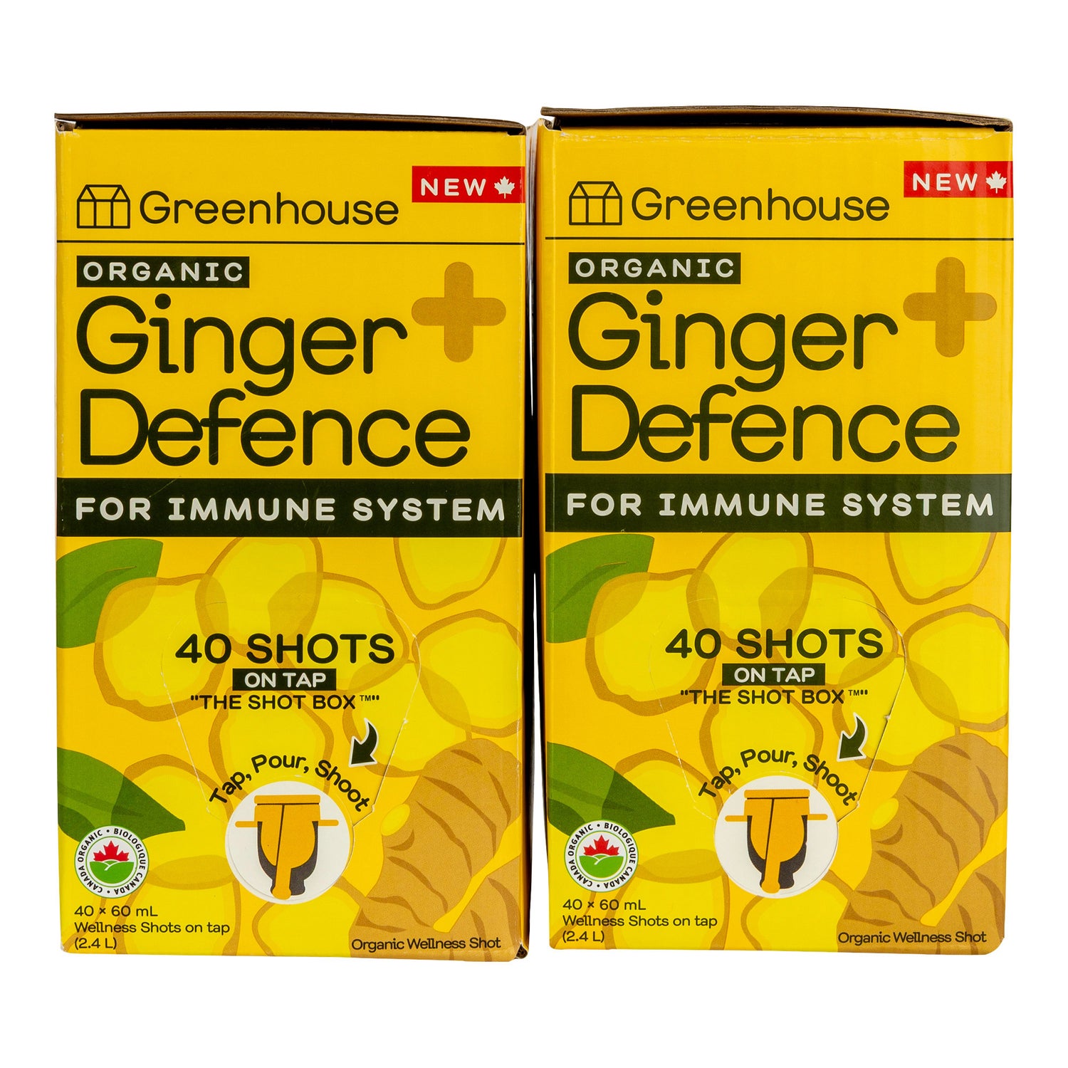 Greenhouse Ginger Defence Organic Wellness Shot Box, 2 × 2.4 L (80 Servings)