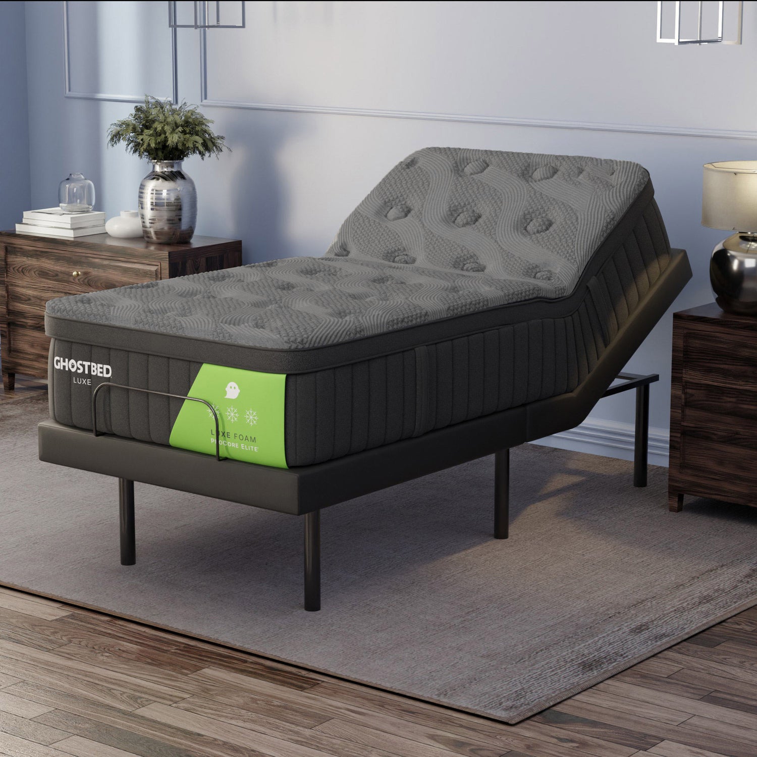 GhostBed Luxe II 35.6 cm (14 in.) Gel Memory Foam Mattress with Adjustable Base