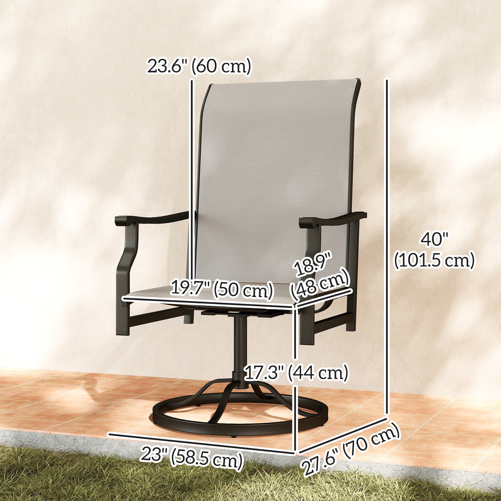 Outsunny Patio Swivel Chair Set of 2, Swivel Rocker with High Back