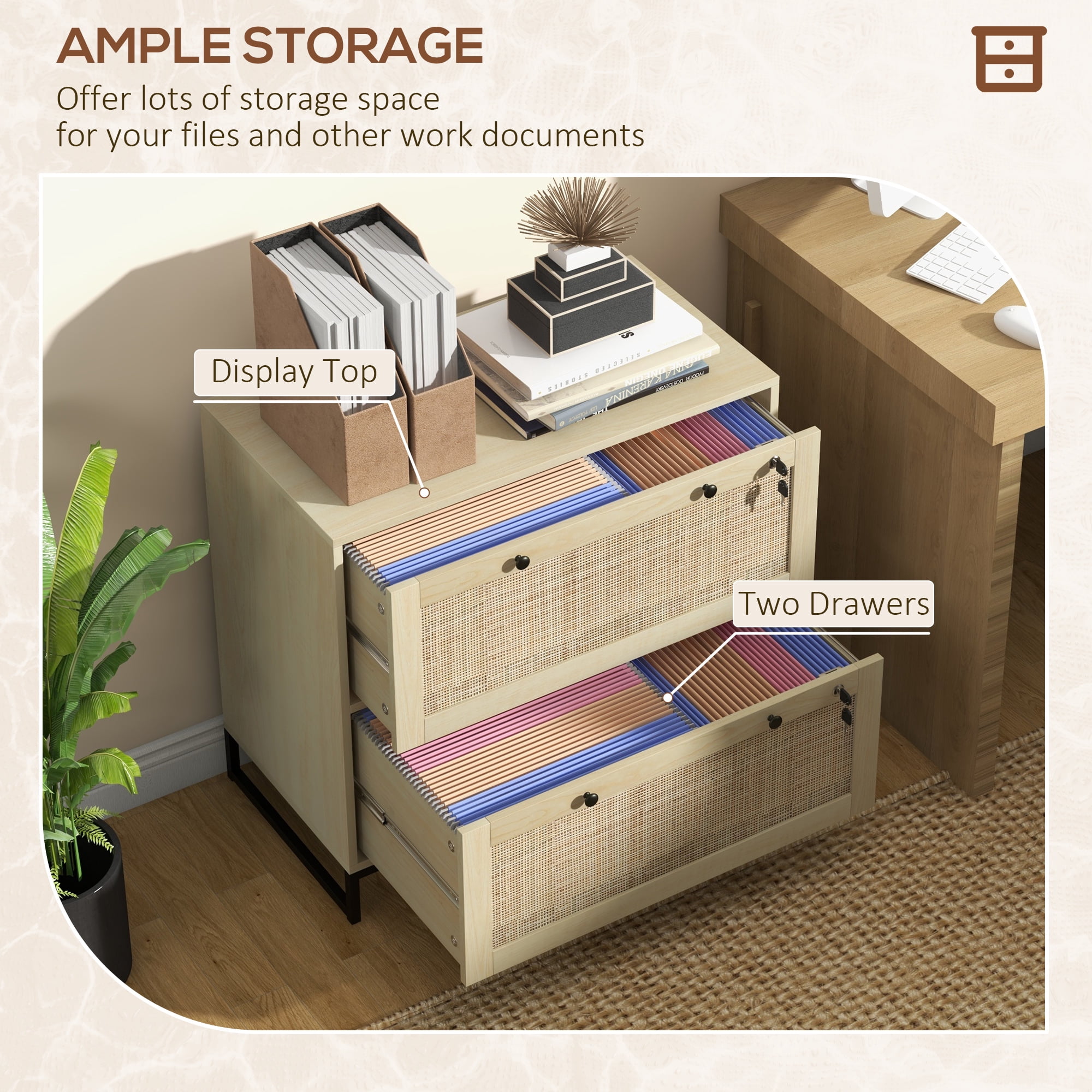 Vinsetto Filing Cabinet for Letters, A4, Legal Size Papers