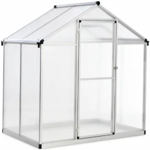 Outsunny 4'x6.2'x6.4' Walk-in Garden Greenhouse Polycarbonate Panels Plants Flower Growth Shed Cold Frame Outdoor Portable Warm House Aluminum Frame