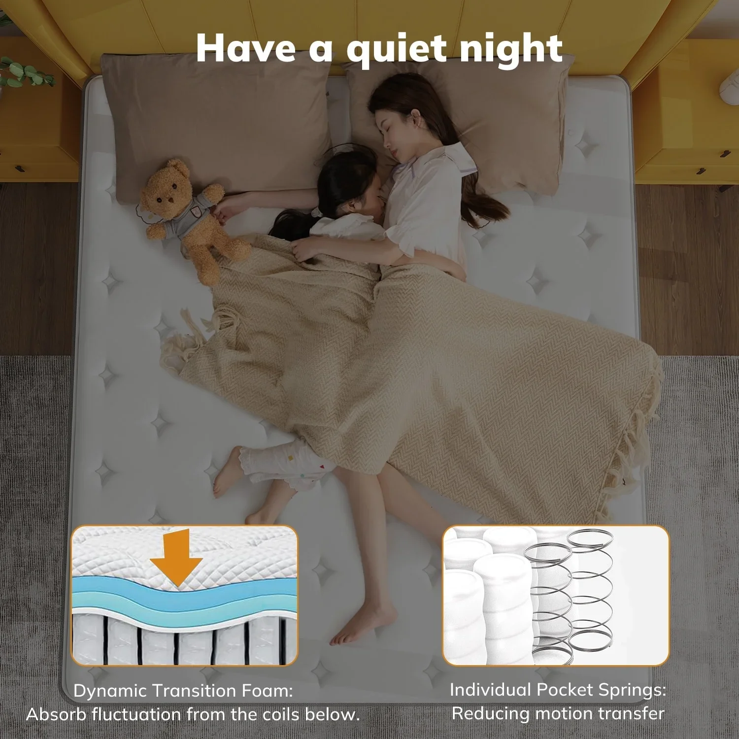 iululu 12 Inch Hybrid Full Mattress,Memory Foam Hybrid 12 Inch Full Size Springs Mattresses, Medium Feel Mattress for Pressure Relief Full